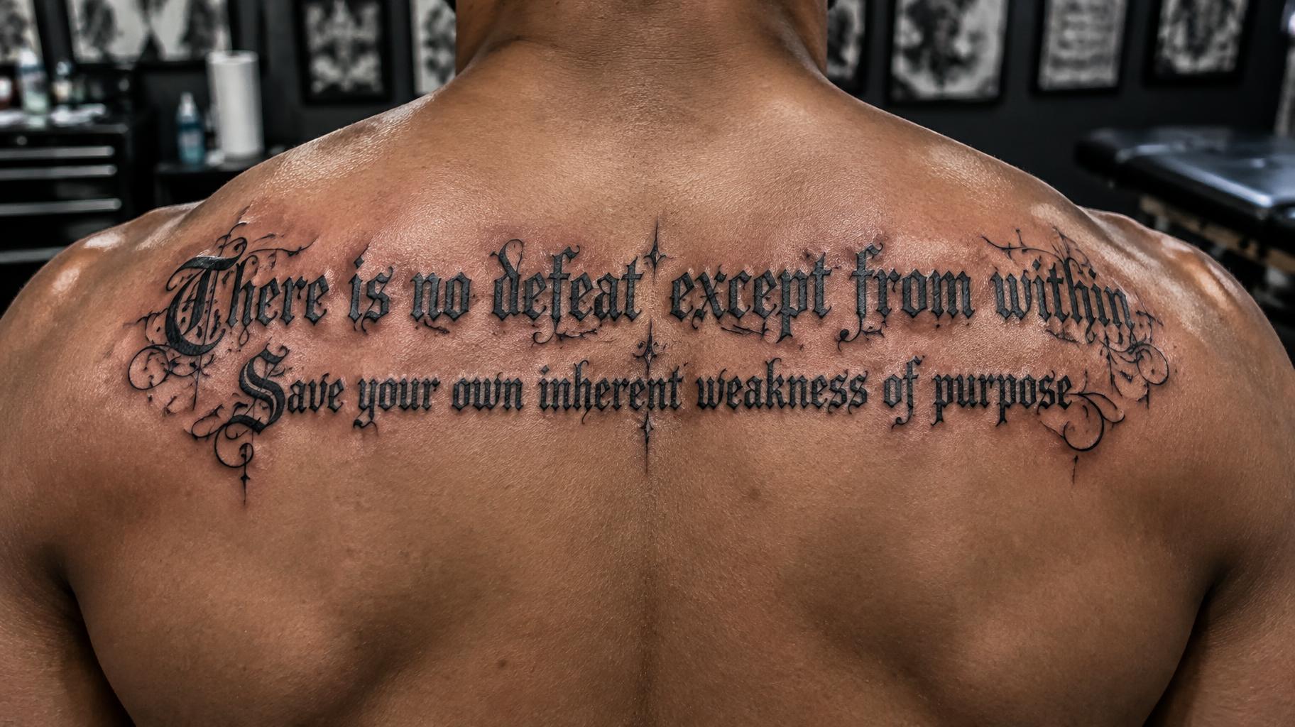 "There is no defeat except from within
Save your own inherent weakness of purpose" — Tattoo | AI Text Effect Generator