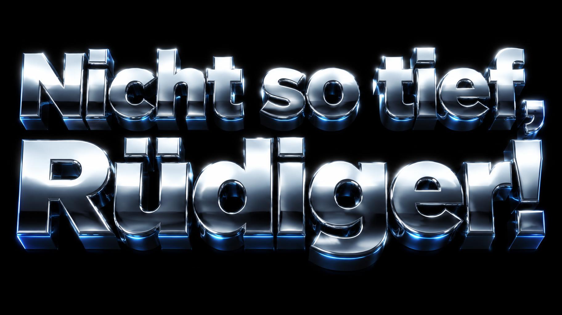 "Nicht so tief, Rüdiger!" — Chrome Metal 3d | AI Text Effect Generator