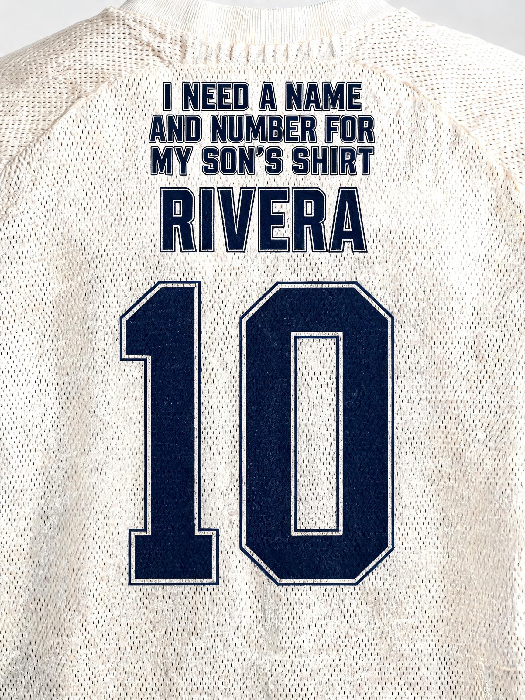 "I need a name and number for my son's shirt Rivera 10" — Sports | AI Text Effect Generator