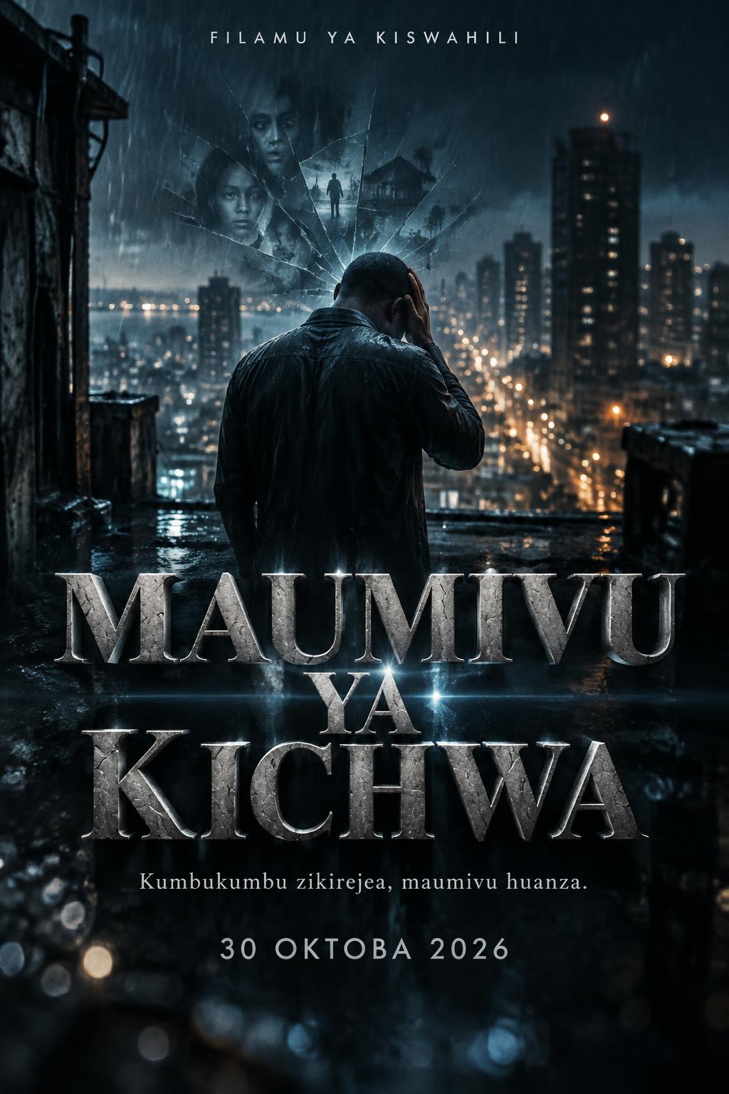 "MAUMIVU YA KICHWA
Kumbukumbu zikirejea, maumivu huanza.
30 OKTOBA 2026
FILAMU YA KISWAHILI" — Cinematic Netflix | AI Text Effect Generator