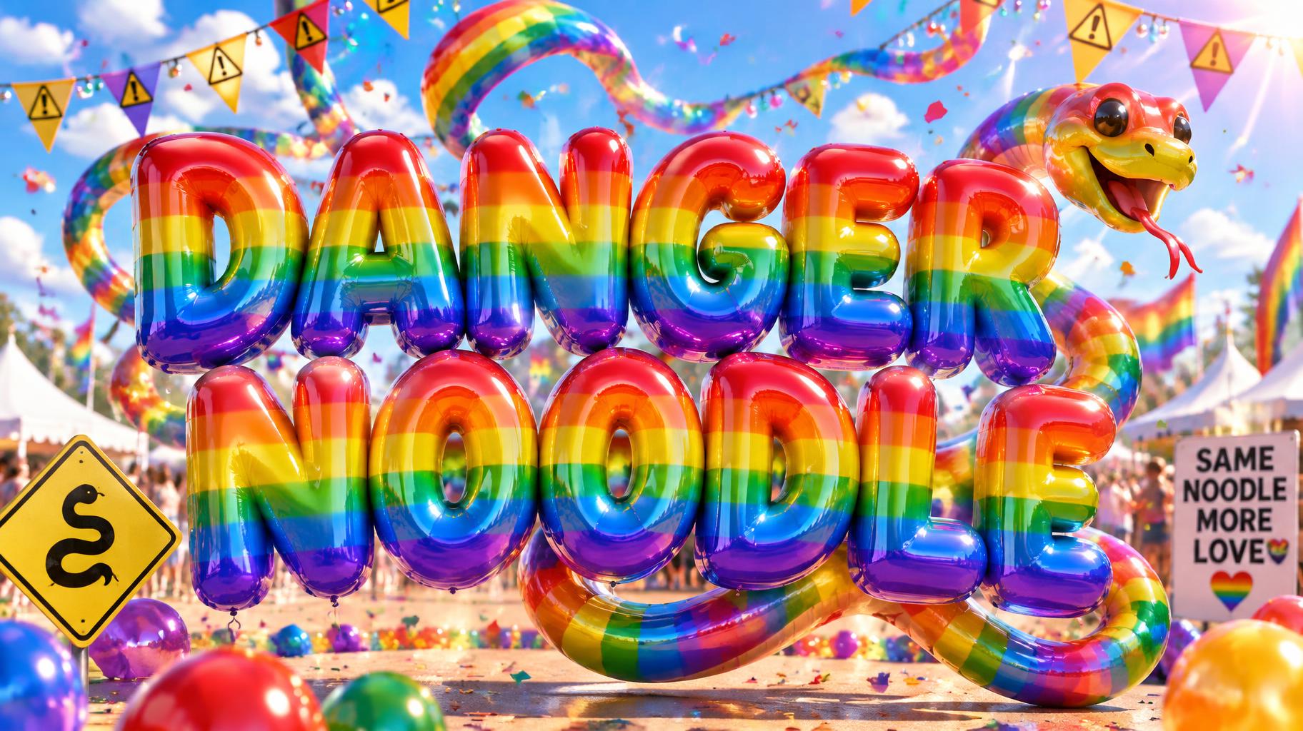 "DANGER NOODLE" — Rainbow | AI Text Effect Generator