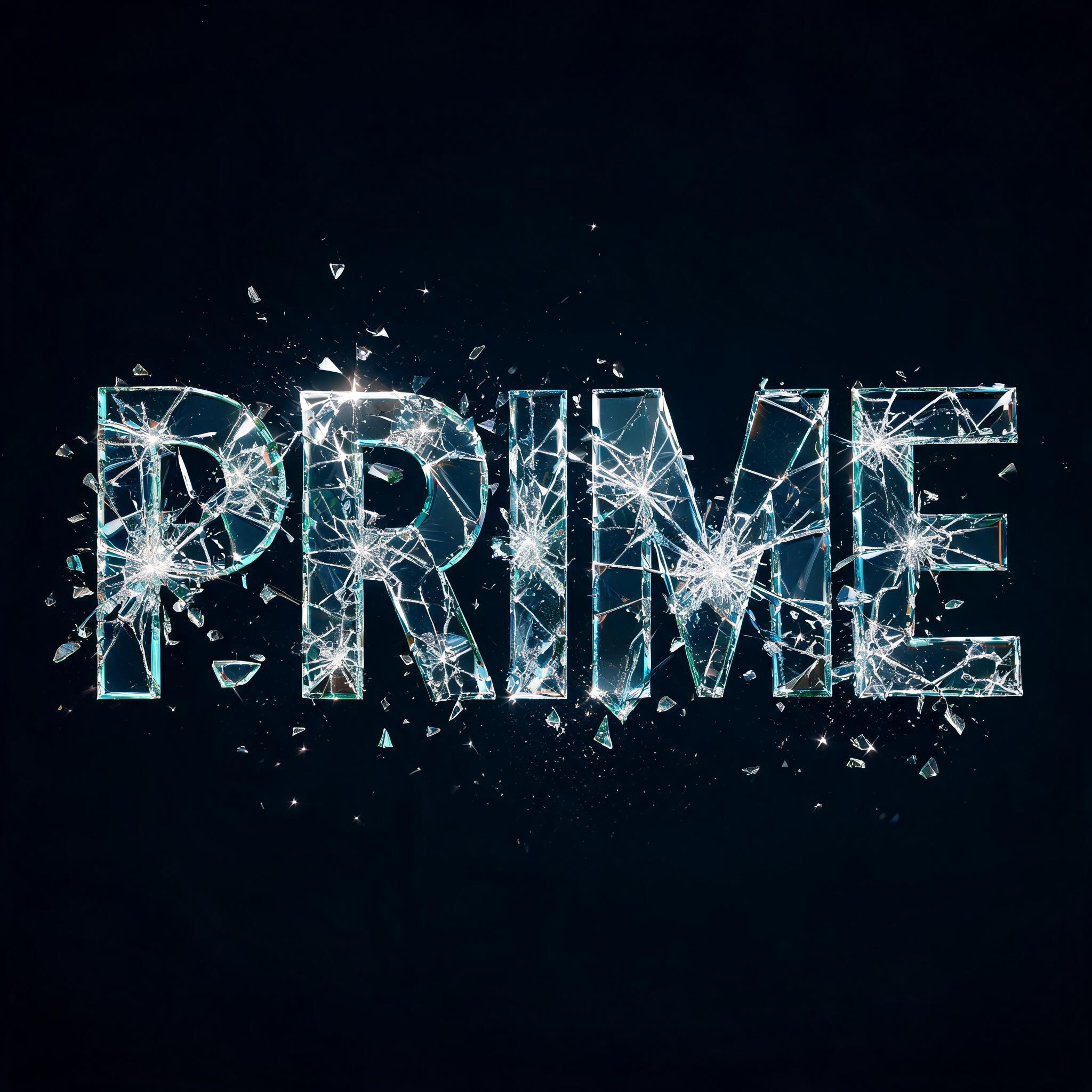 "Prime" — Glass Broken text effect