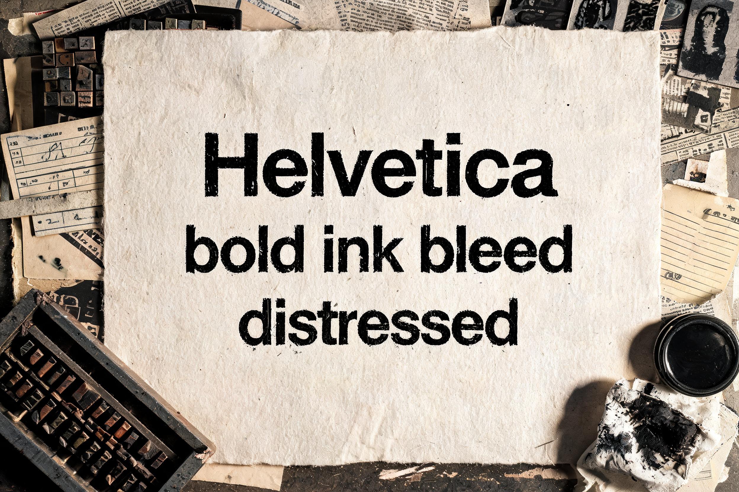 "Helvetica bold ink bleed distressed" —  | AI Text Effect Generator