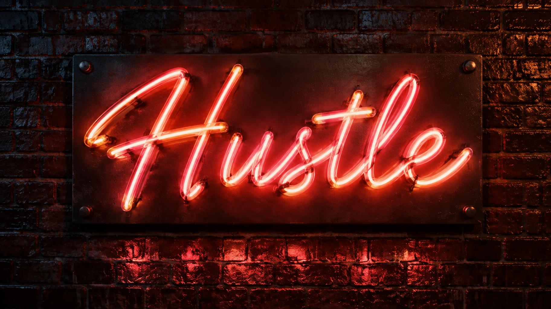 "Hustle" — Neon Sign | AI Text Effect Generator