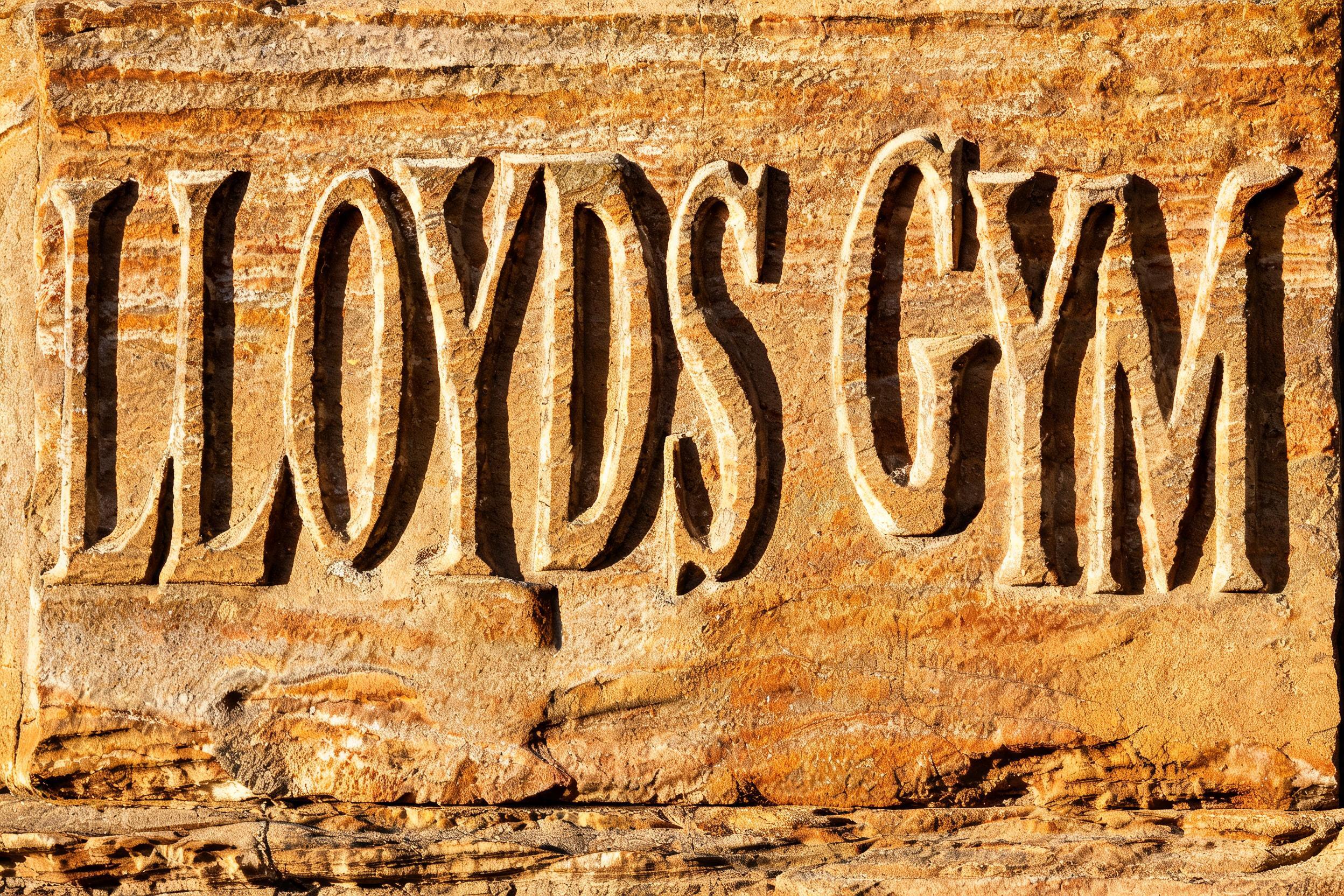 "LLOYDS GYM" — Sand Stone | AI Text Effect Generator
