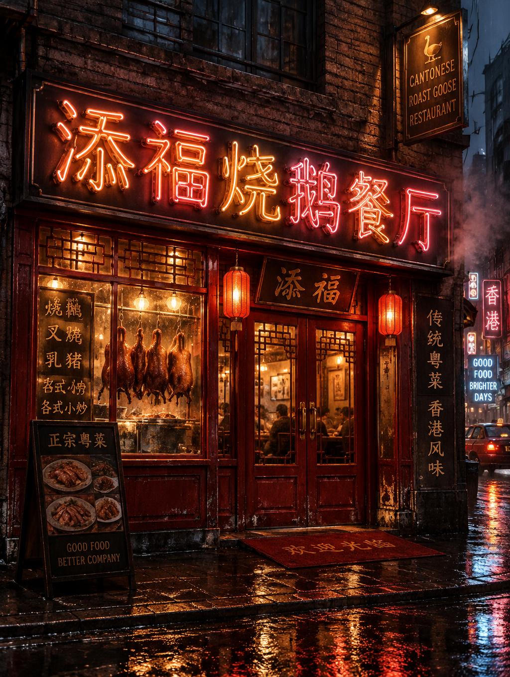 "添福烧鹅餐厅" — Neon Sign | AI Text Effect Generator