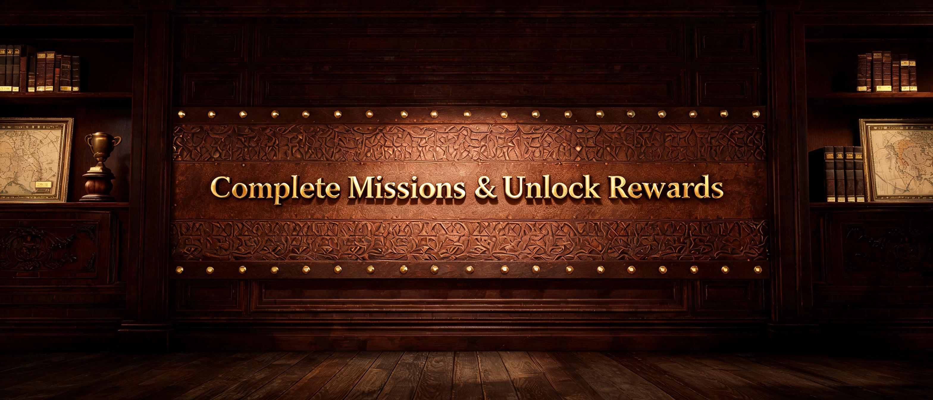 "Complete Missions & Unlock Rewards" —  | AI Text Effect Generator