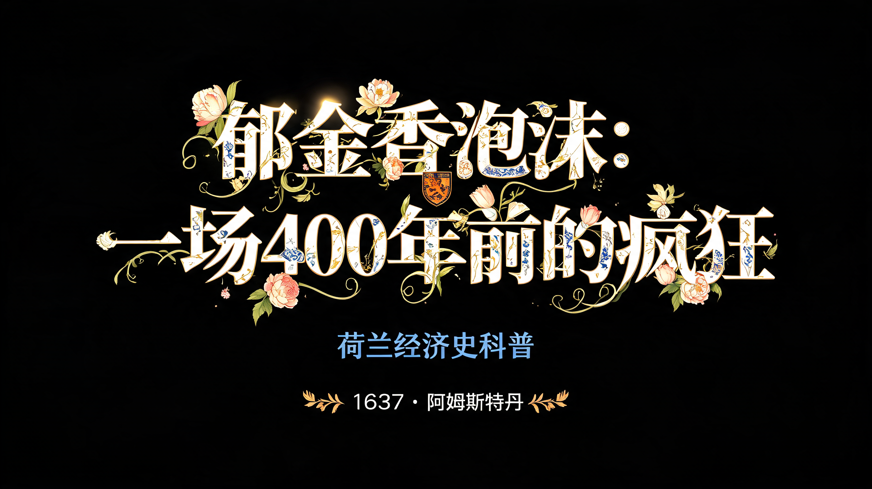 "郁金香泡沫：
一场400年前的疯狂
荷兰经济史科普
1637 · 阿姆斯特丹" — Cursive | AI Text Effect Generator