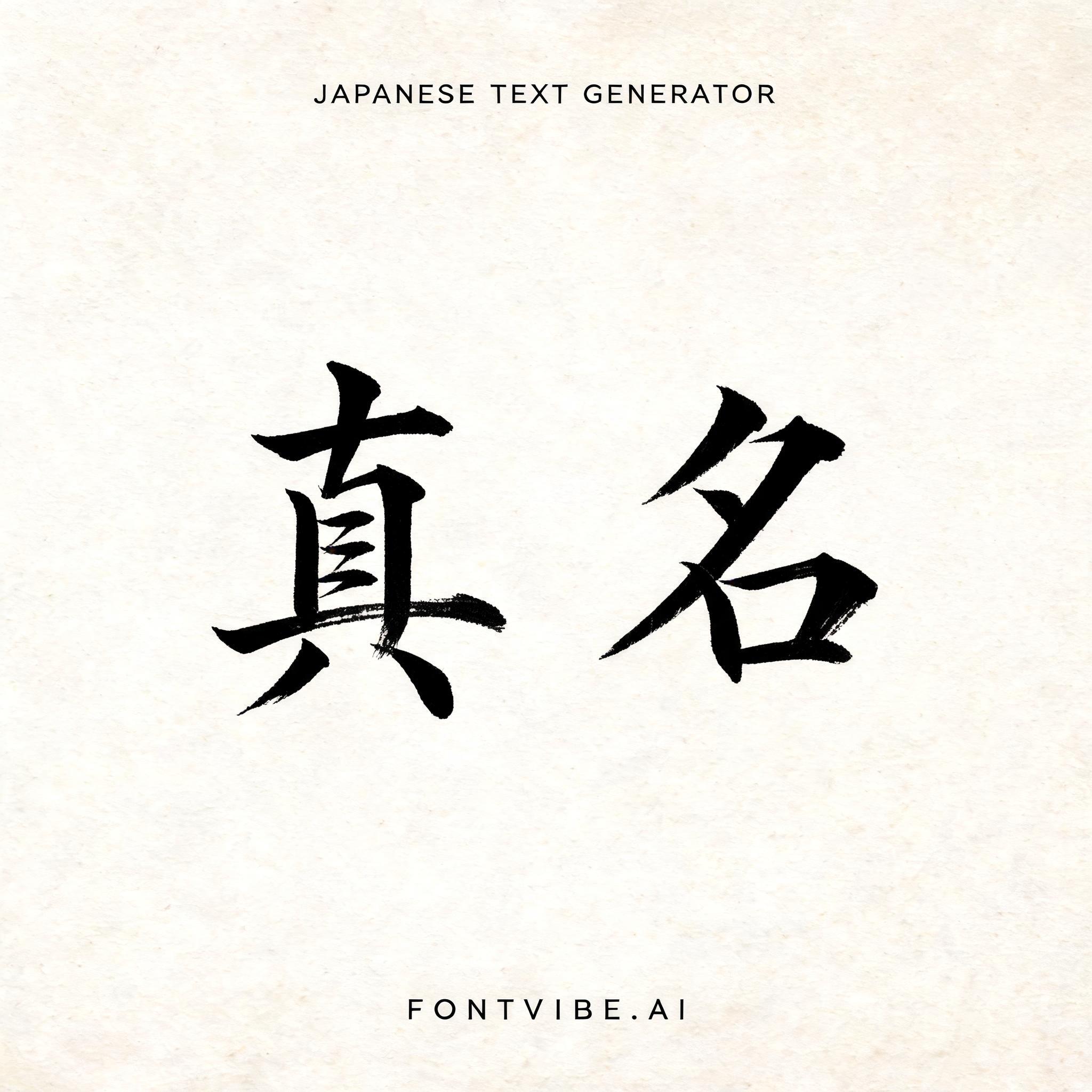 "真名" — Brush Japanese Ink | AI Text Effect Generator