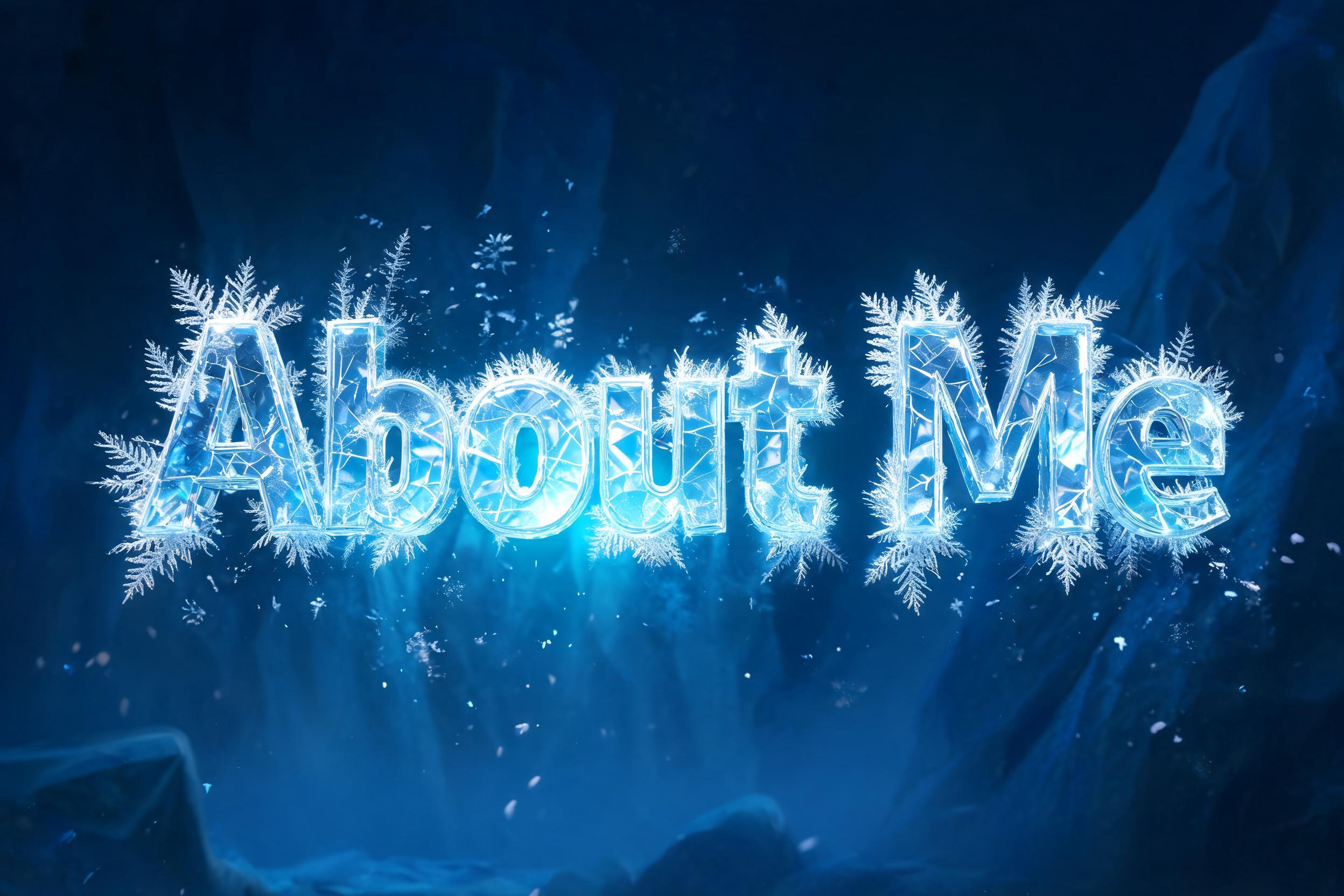 "About Me" — Ice Crystal | AI Text Effect Generator