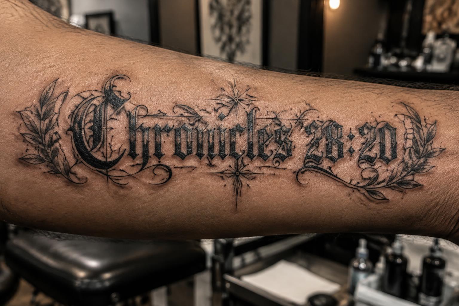 "Chronicles 28:20" — Tattoo | AI Text Effect Generator