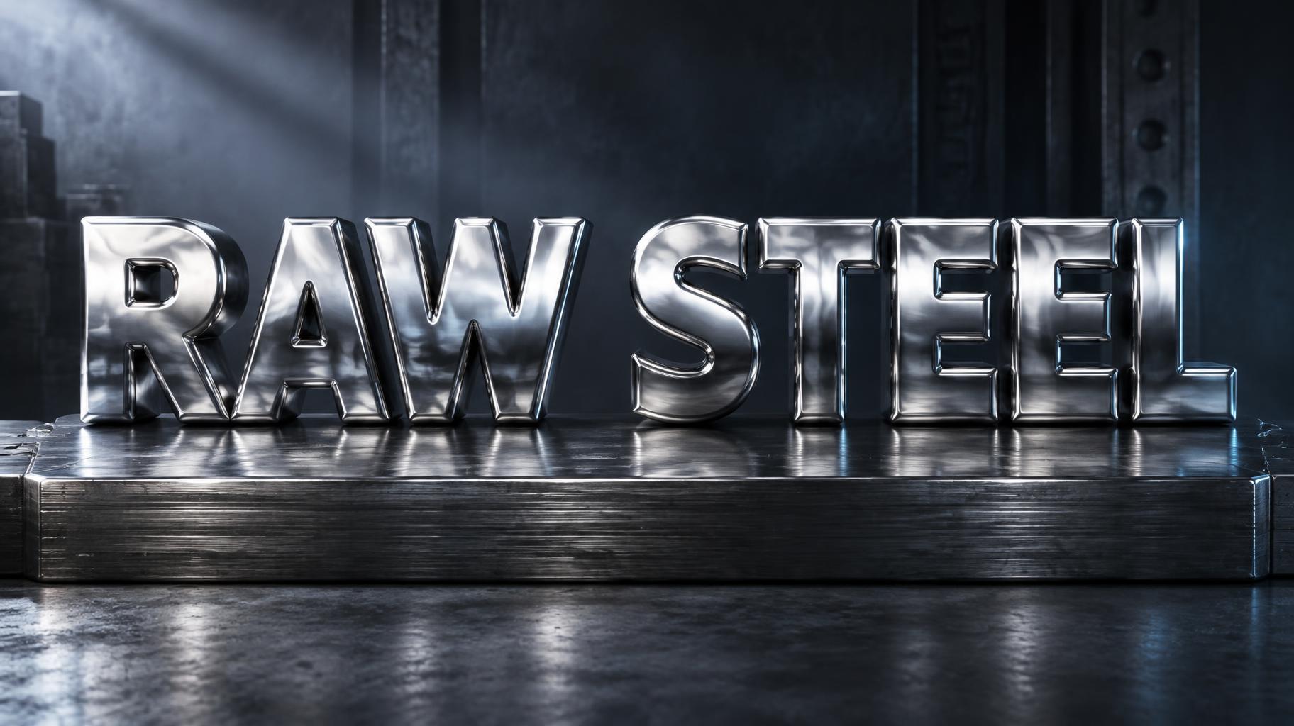 "RAW STEEL" — Metallic | AI Text Effect Generator