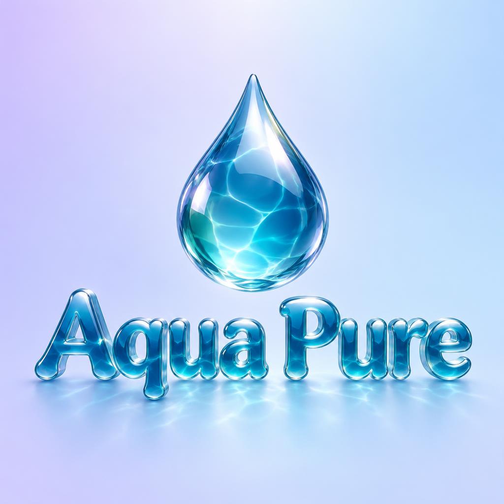 "Aqua Pure" — Glass Liquid | AI Text Effect Generator