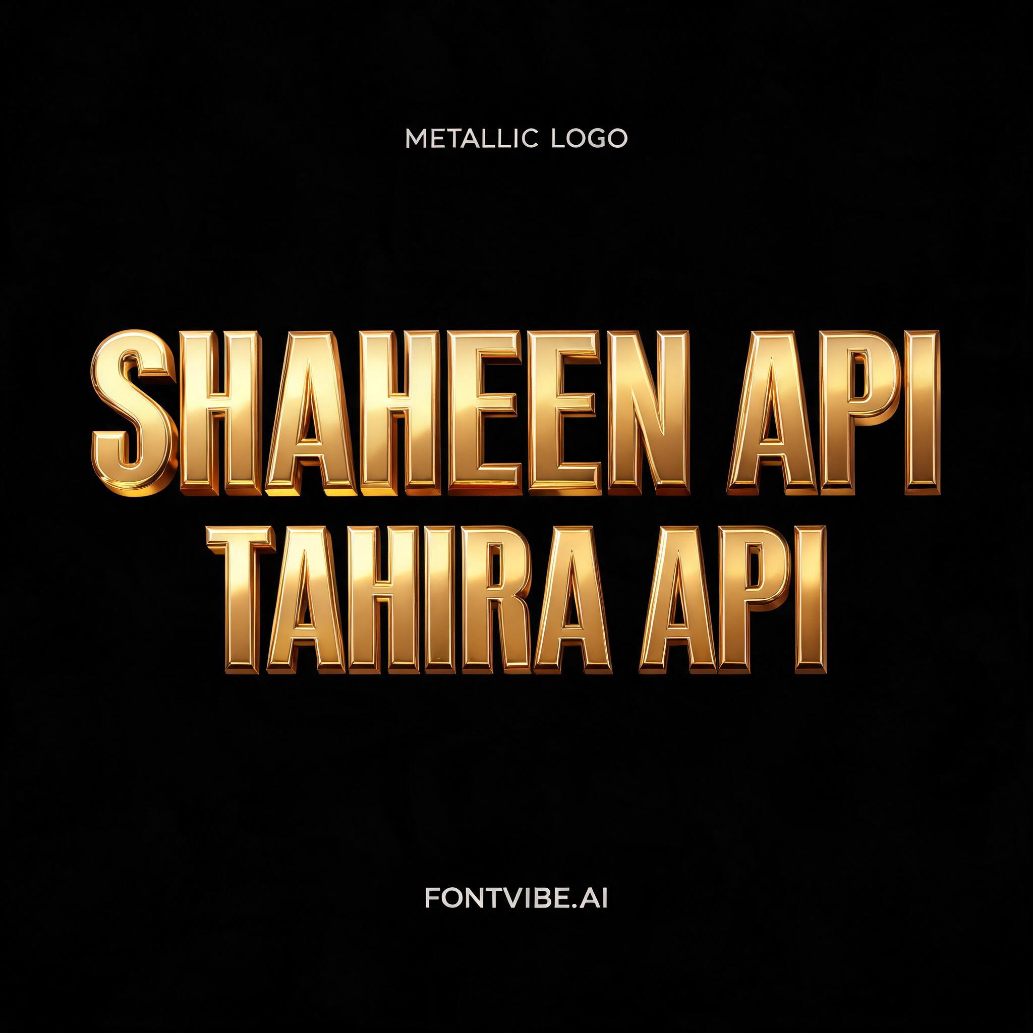 "SHAHEEn API TAHIRA API" — Metallic | AI Text Effect Generator