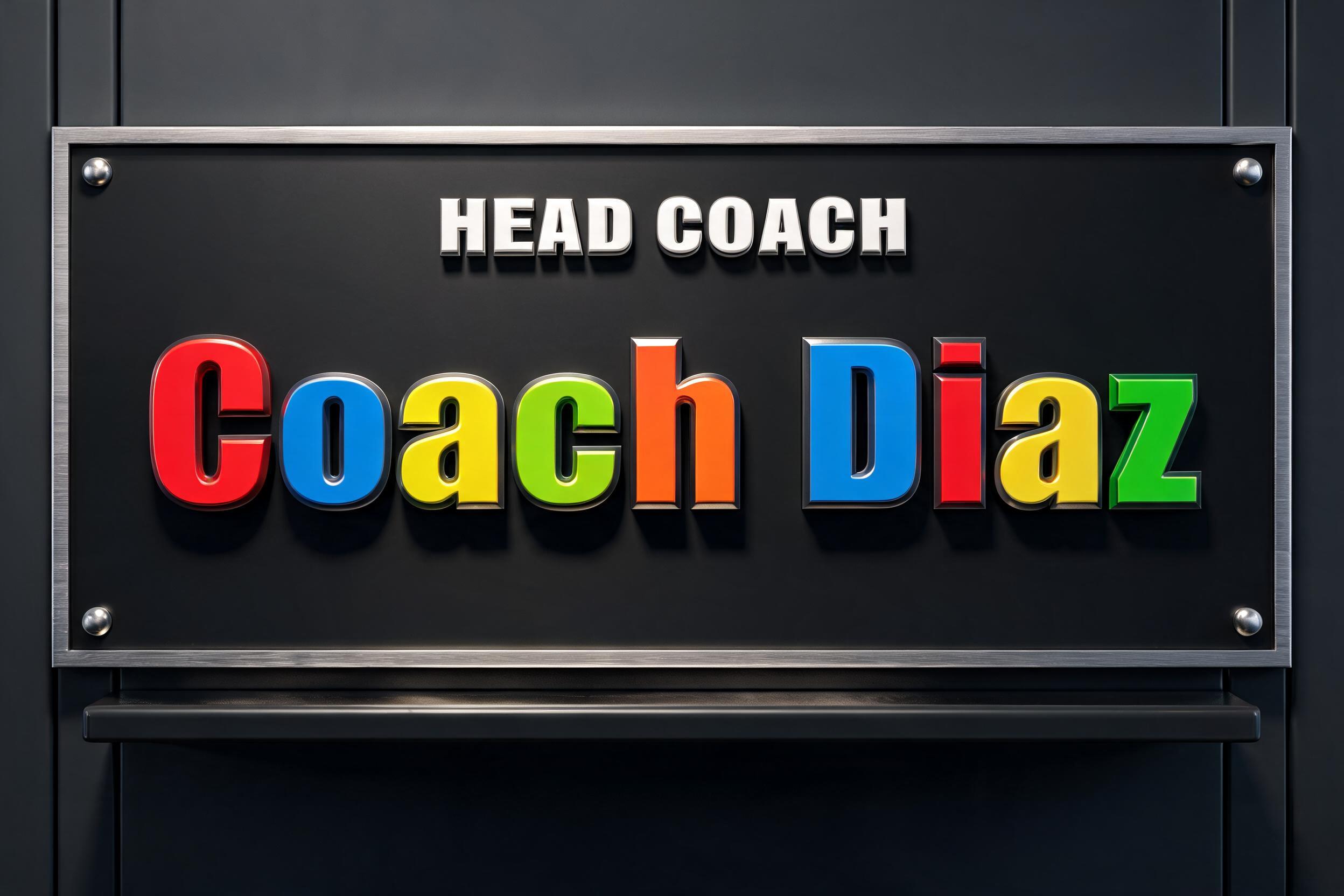 "Coach Diaz
HEAD COACH" — 3d Bold | AI Text Effect Generator