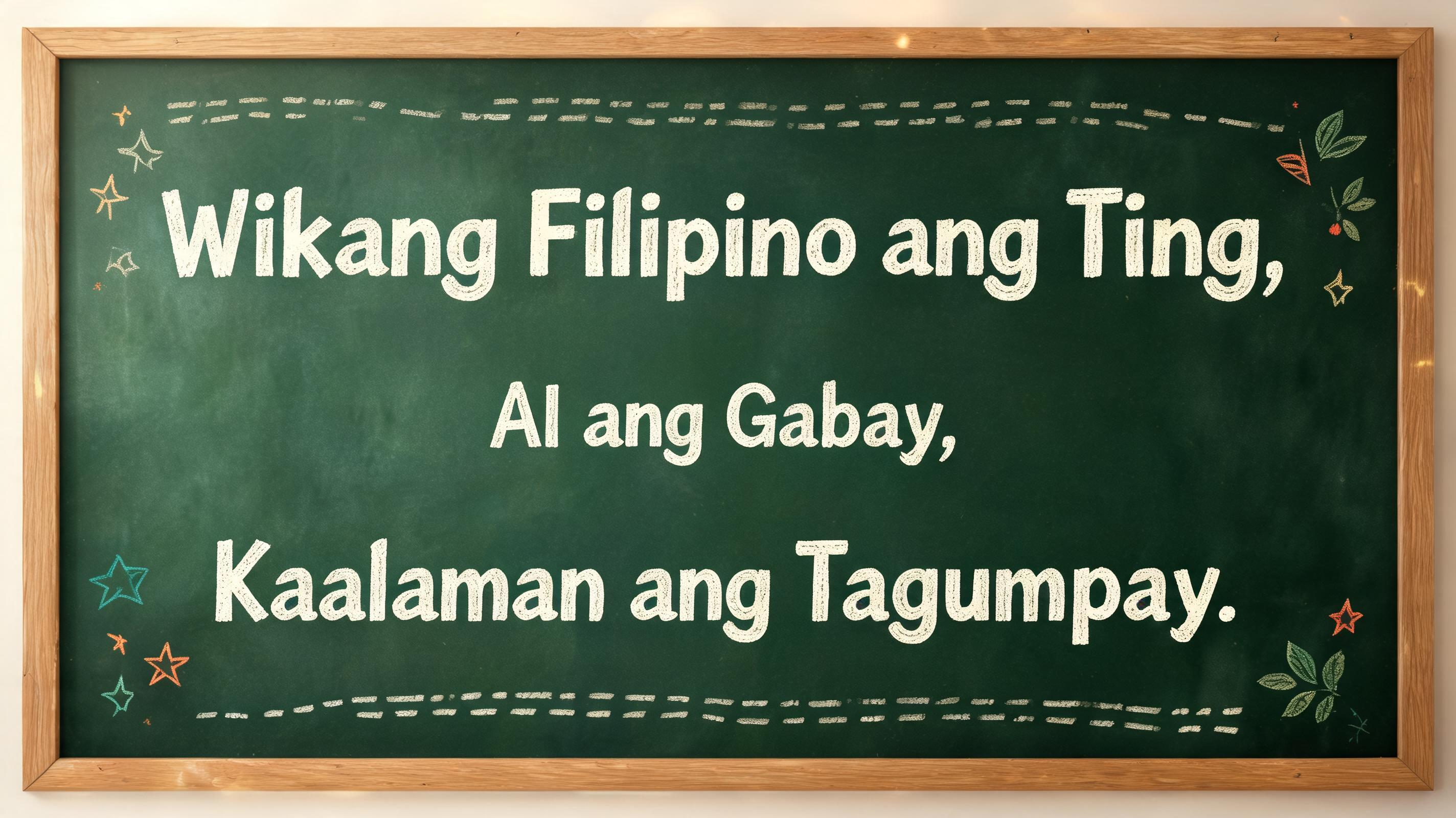 "Wikang Filipino ang Tinig, AI ang Gabay, Kaalaman ang Tagumpay." — Chalk | AI Text Effect Generator