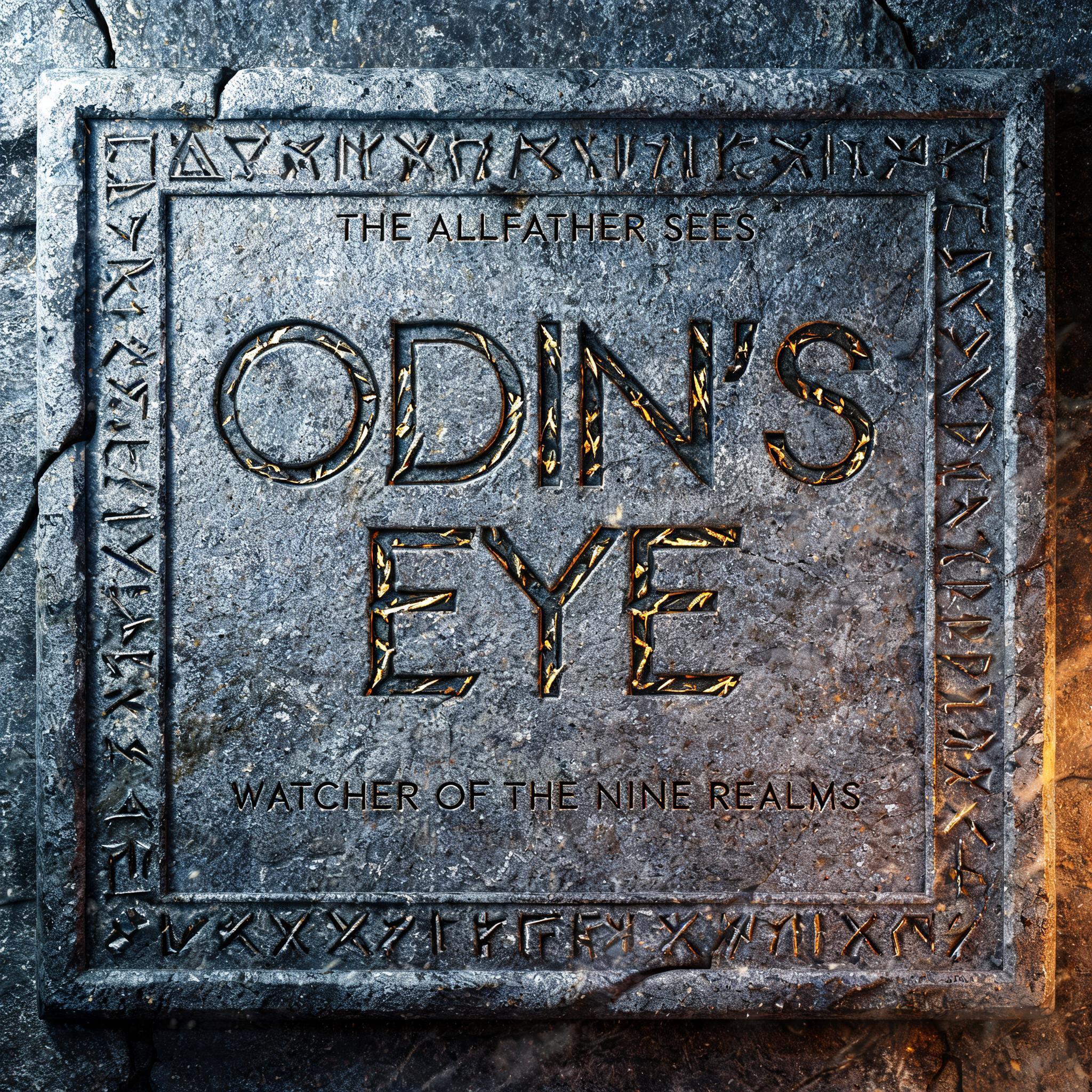 "ODIN'S EYE
THE ALLFATHER SEES
WATCHER OF THE NINE REALMS" — Viking | AI Text Effect Generator