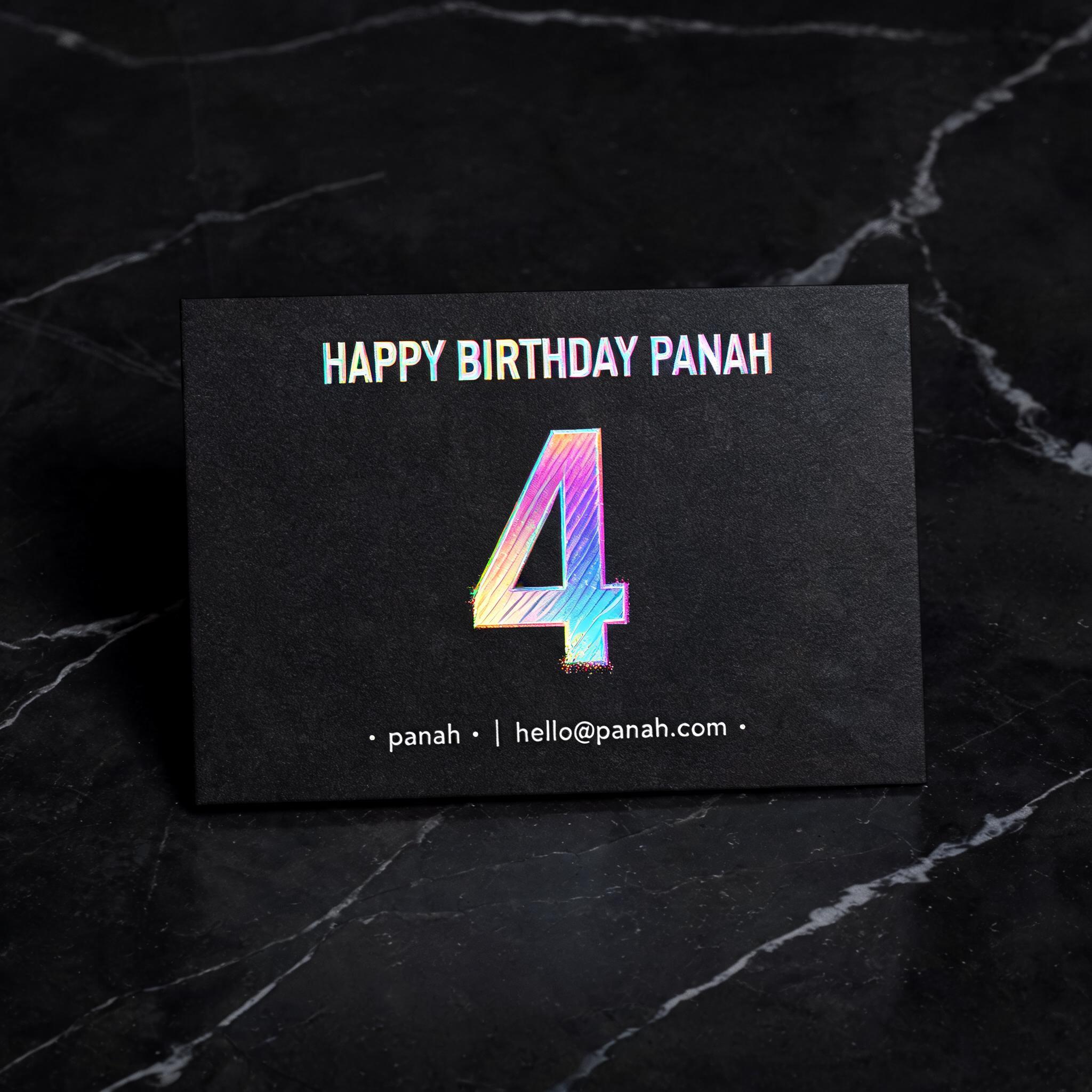 "HAPPY BIRTHDAY PANAH 4" — Holographic | AI Text Effect Generator