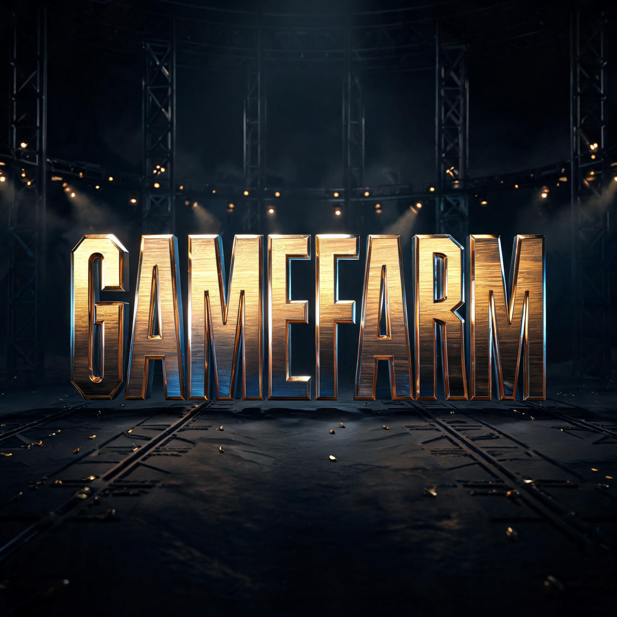 "Gamefarm" — Metallic | AI Text Effect Generator
