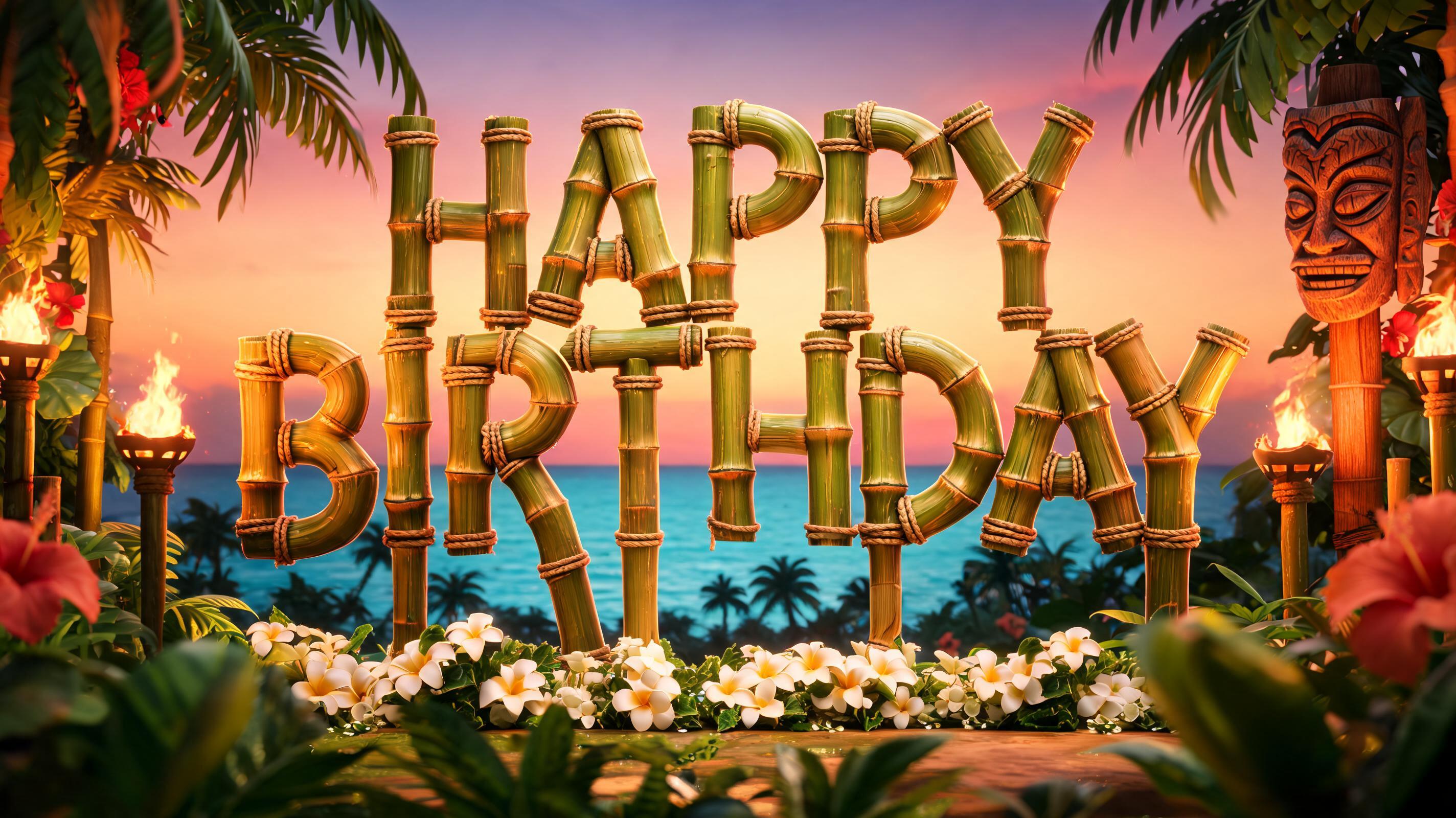 "HAPPY BIRTHDAY" — Hawaiian | AI Text Effect Generator