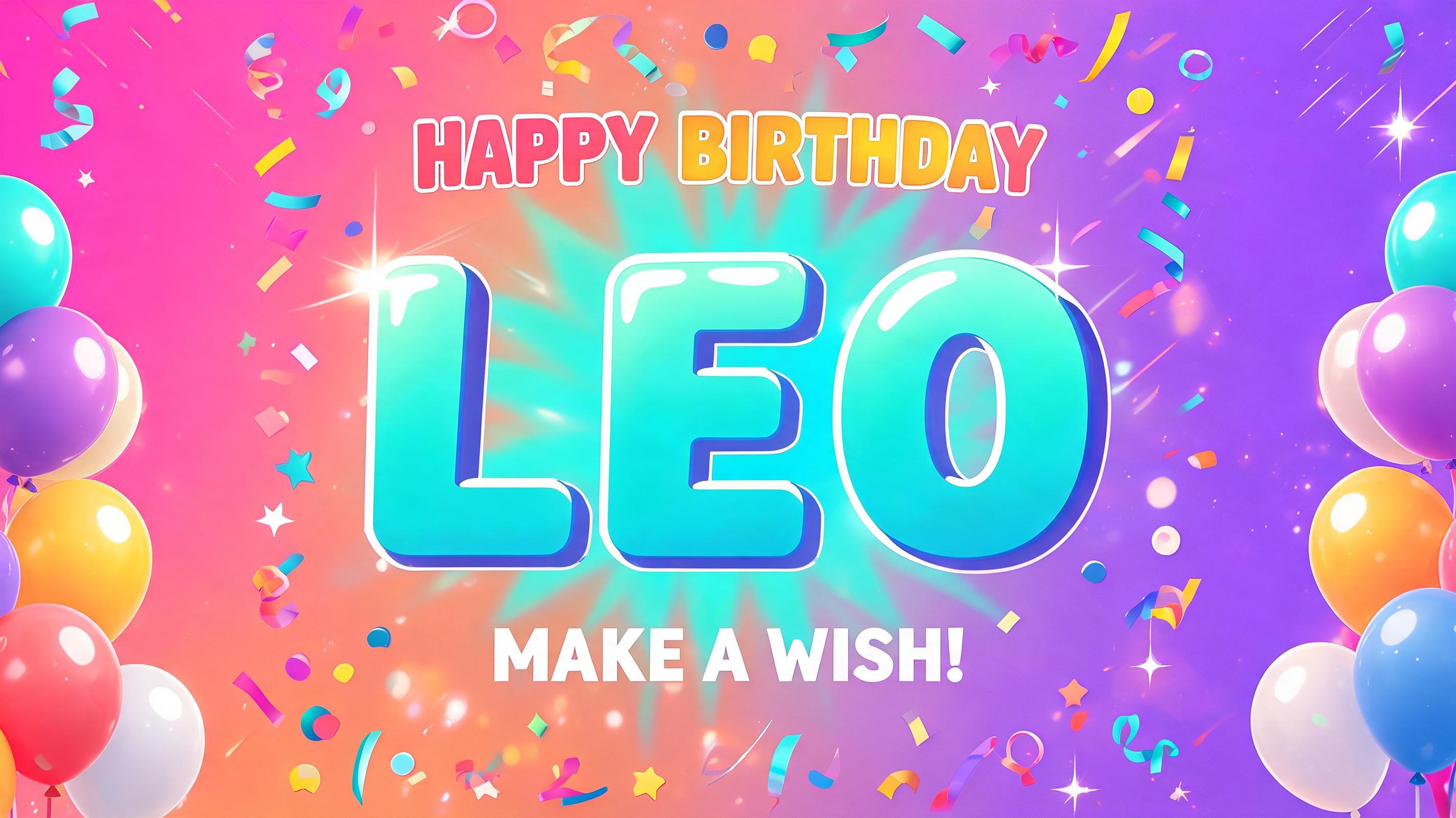"HAPPY BIRTHDAY
LEO
MAKE A WISH!" — Birthday | AI Text Effect Generator