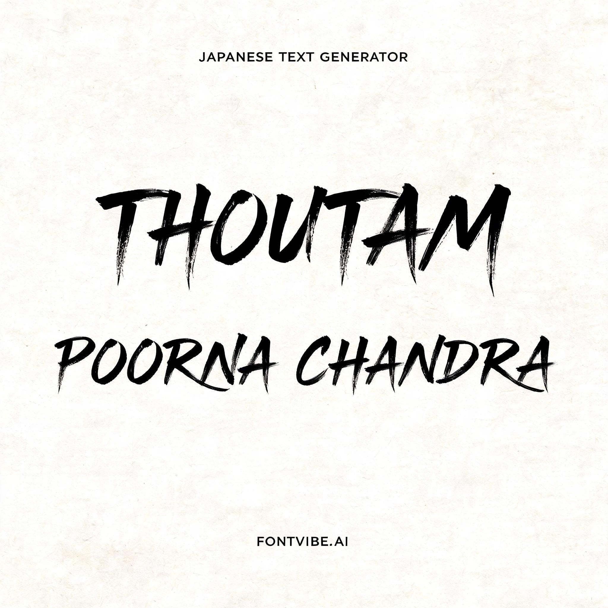 "THOUTAM POORNA CHANDRA" — Brush Japanese Ink | AI Text Effect Generator