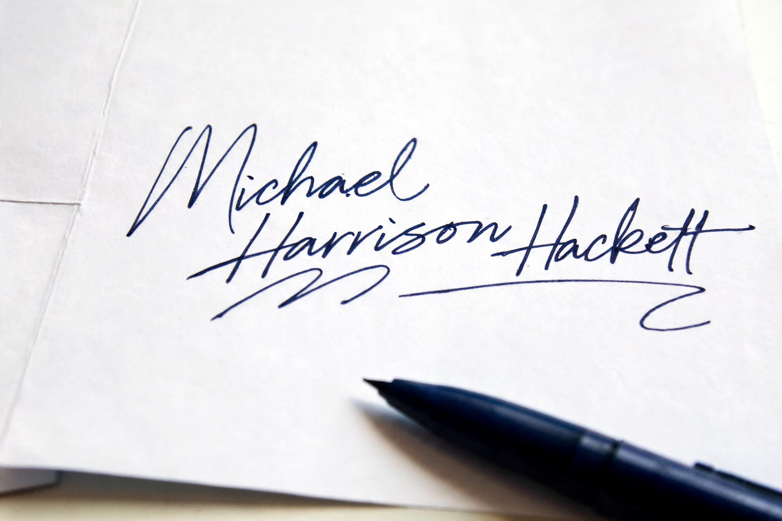 "Michael Harrison Hackett" — Cursive Signature | AI Text Effect Generator