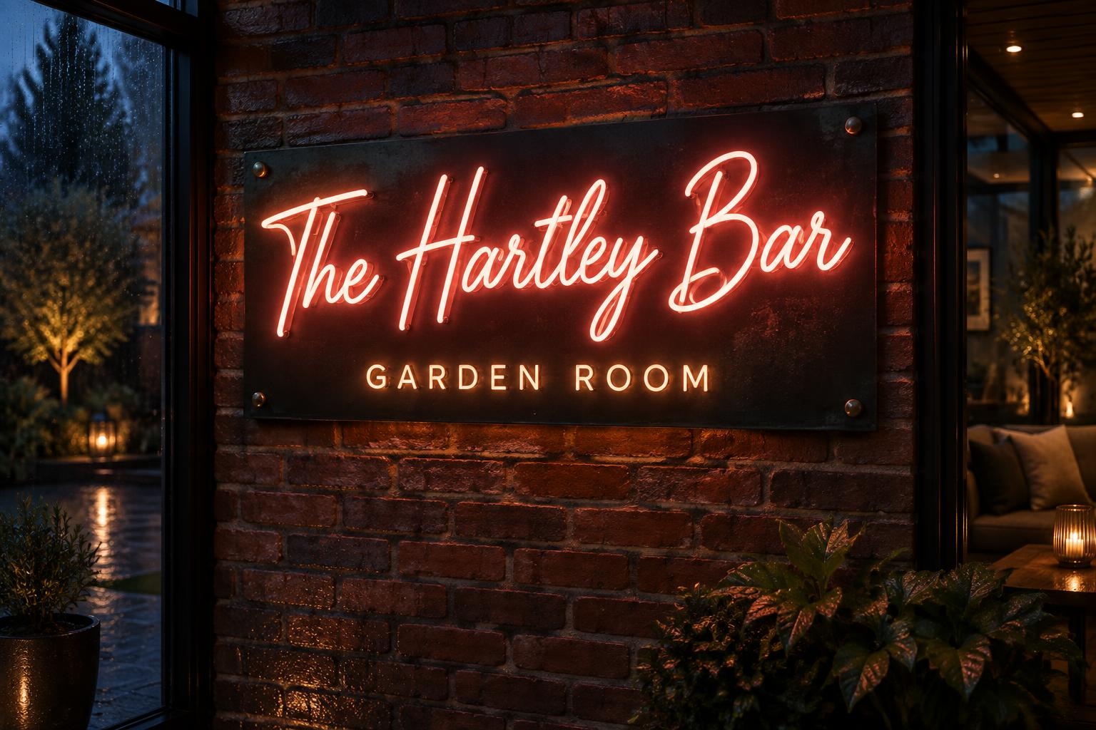 "The Hartley Bar
GARDEN ROOM" — Neon Sign | AI Text Effect Generator