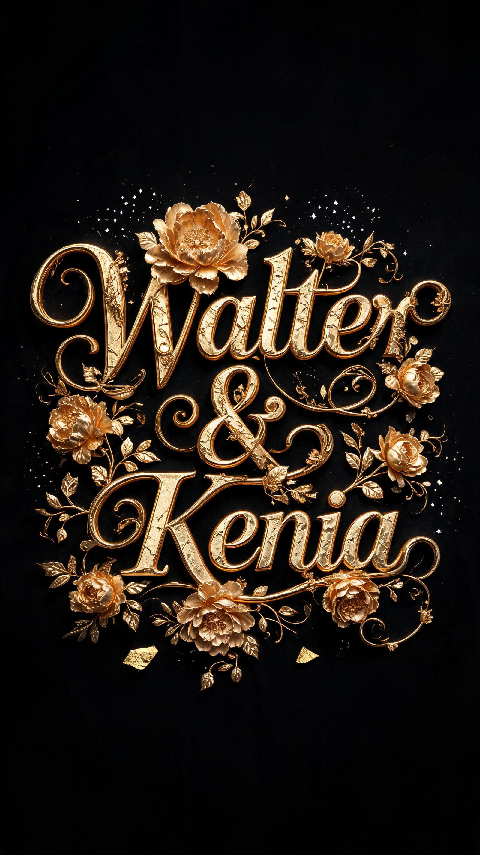 "Walter & Kenia" — Luxury Gold | AI Text Effect Generator
