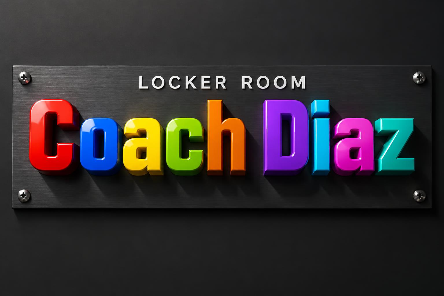 "Coach Diaz
LOCKER ROOM" — 3d Bold | AI Text Effect Generator