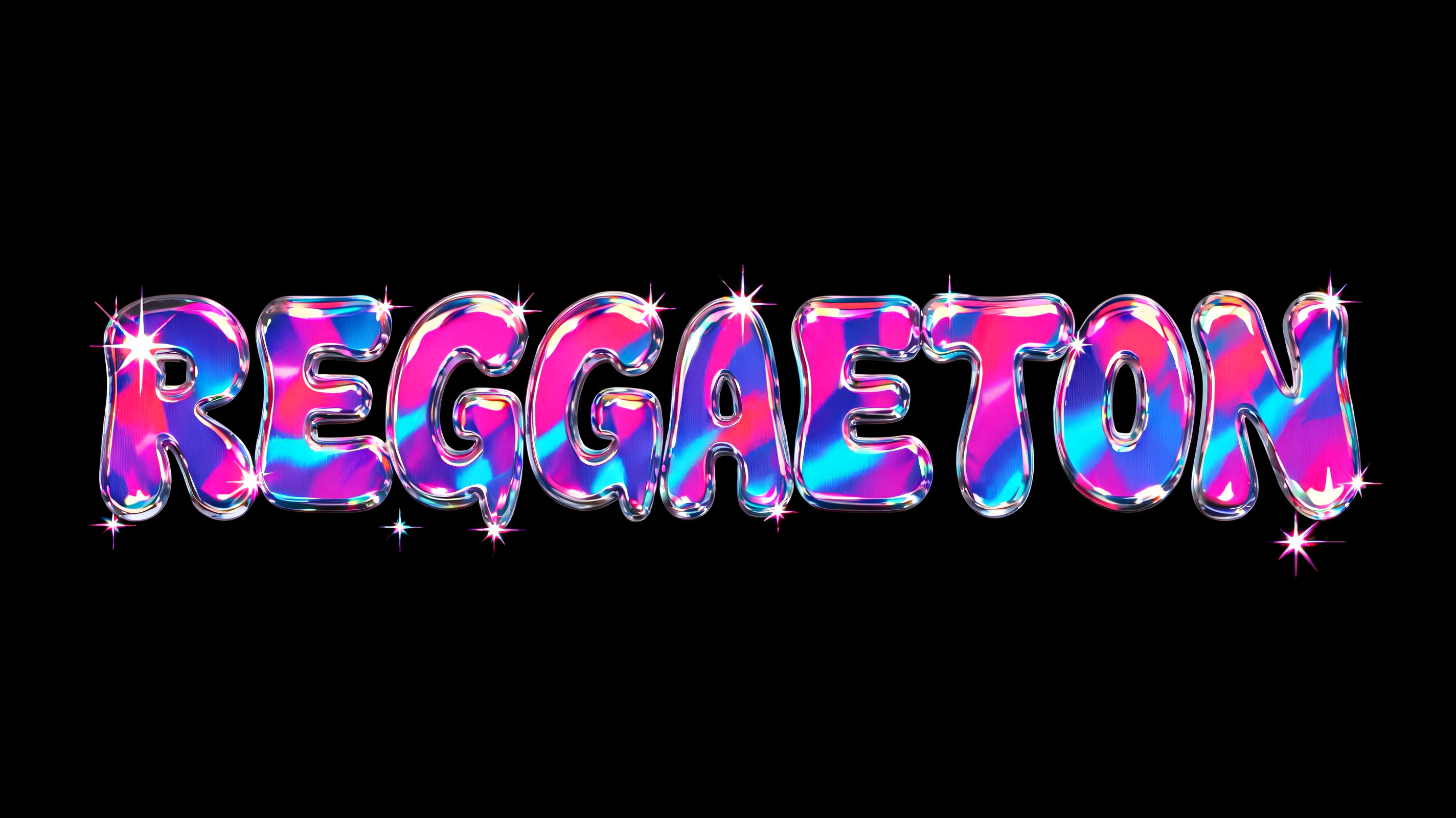 "REGGAETON" — Y2k Holographic text effect