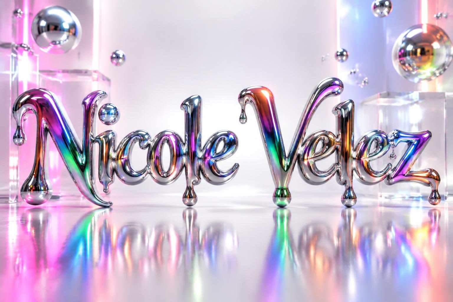 "Nicole Velez" — Y2k Chrome | AI Text Effect Generator