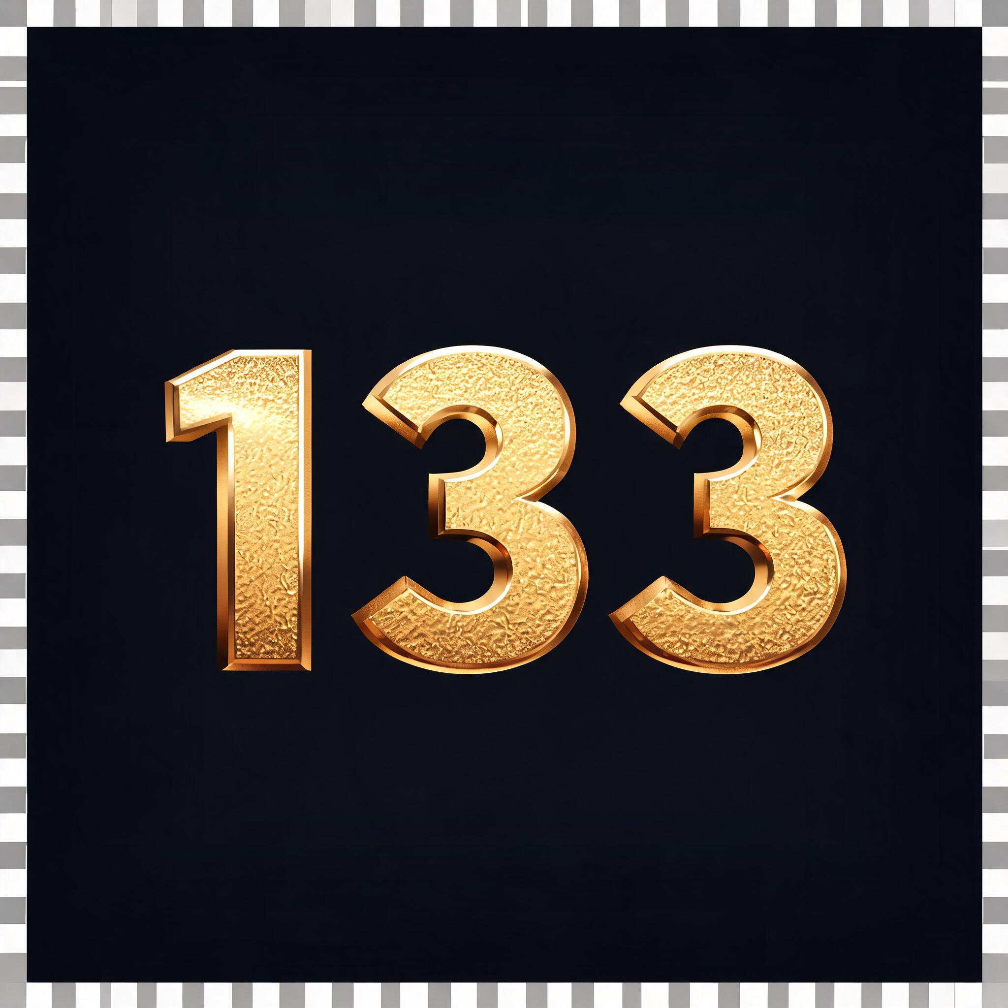 "133" — 3d Bold Gold | AI Text Effect Generator