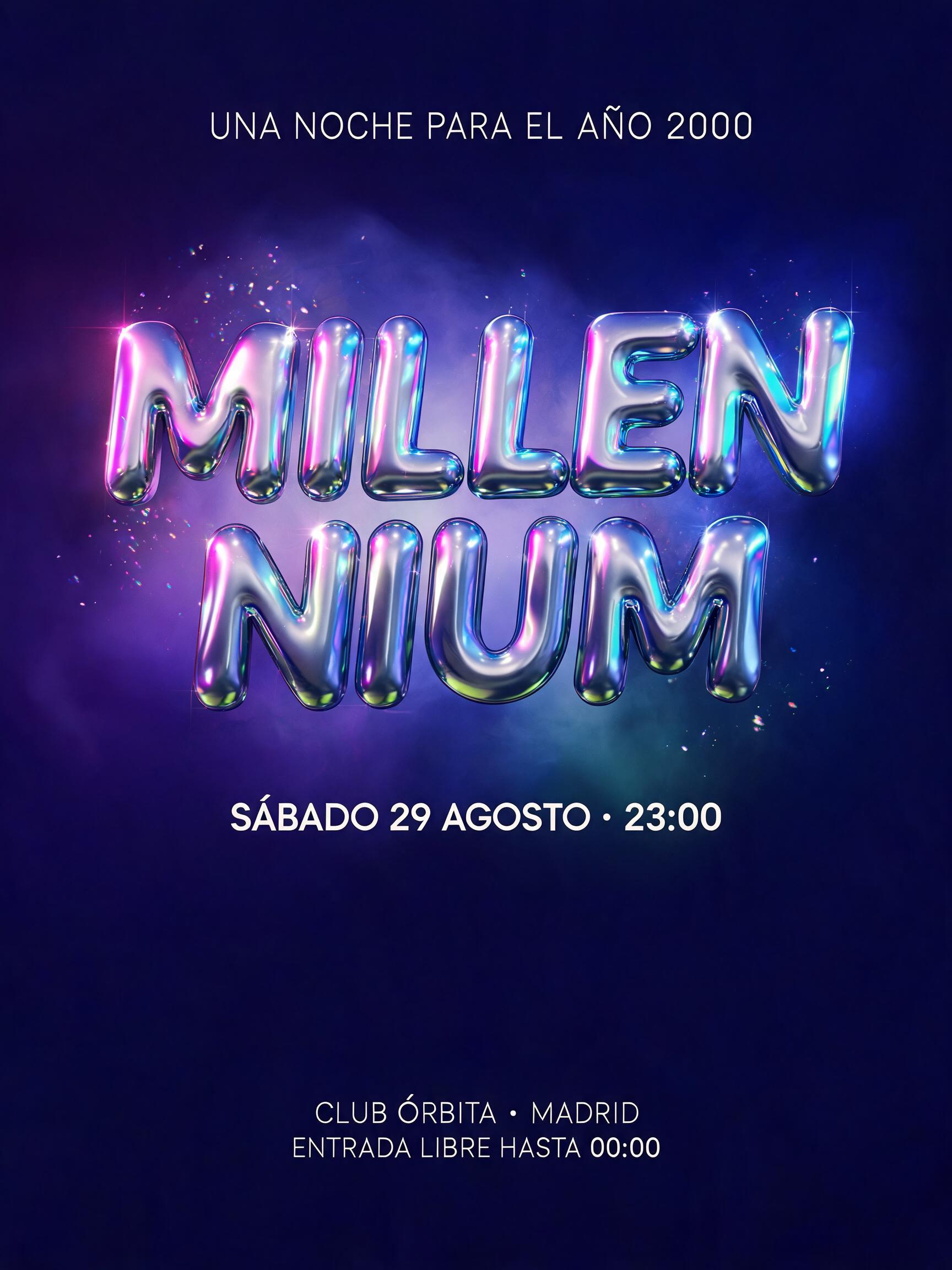 "Hazme letras Y2K que diga «Millennium» para un póster" — Y2k | AI Text Effect Generator