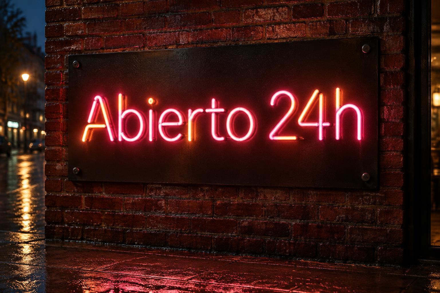 "Abierto 24h" — Neon Sign | AI Text Effect Generator