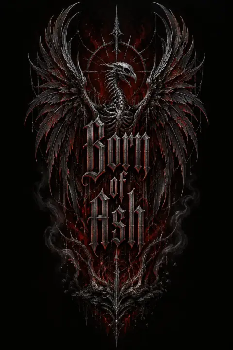 "Born of Ash" — Gothic Dark text effect