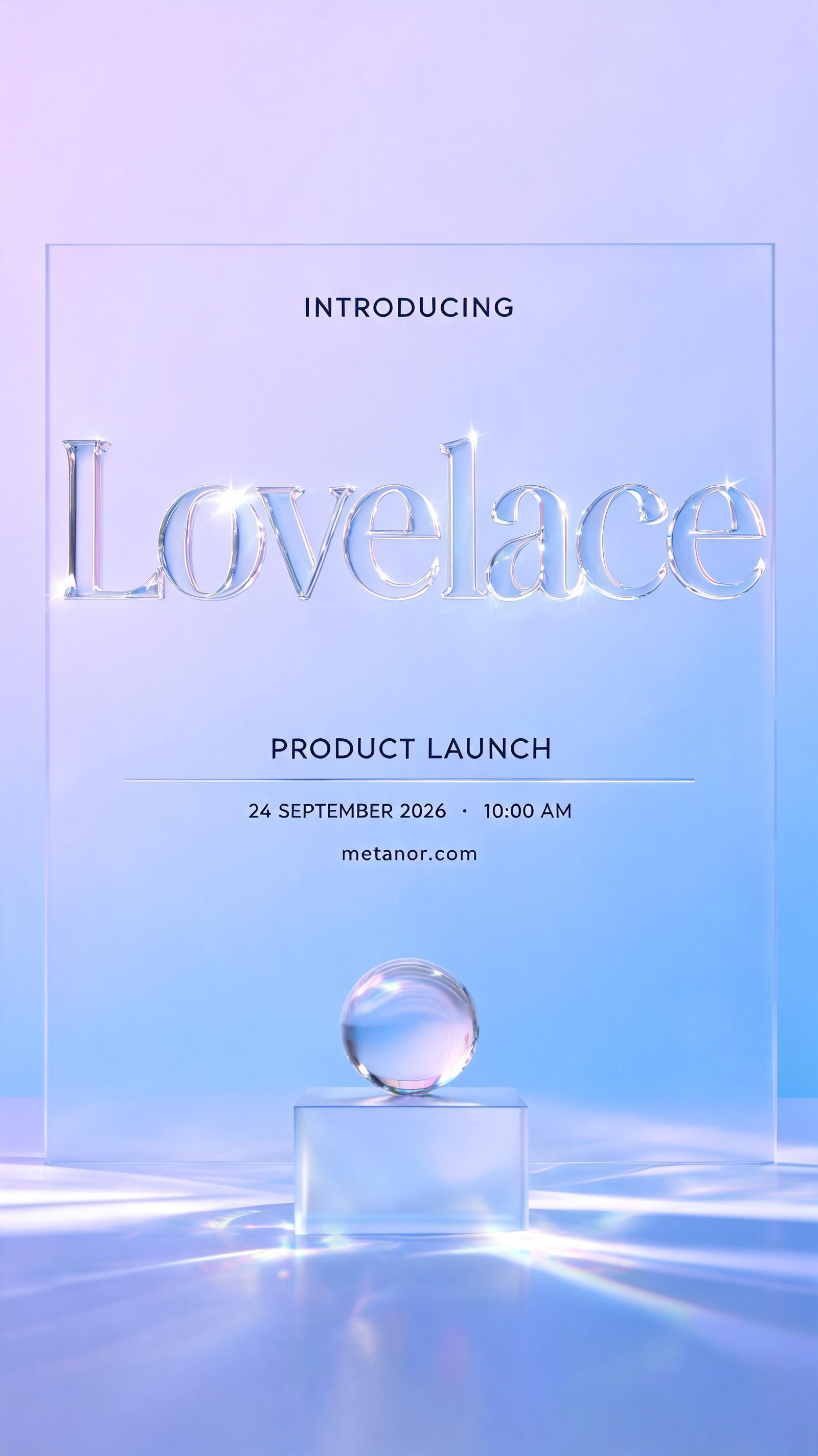 "Lovelace" — Glass | AI Text Effect Generator