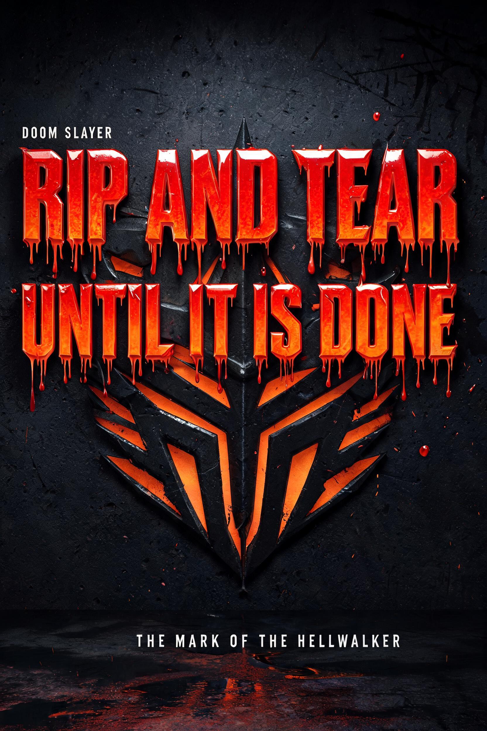 "RIP AND TEAR,
UNTIL IT IS DONE.
DOOM SLAYER
THE MARK OF THE HELLWALKER" — Drip Font | AI Text Effect Generator