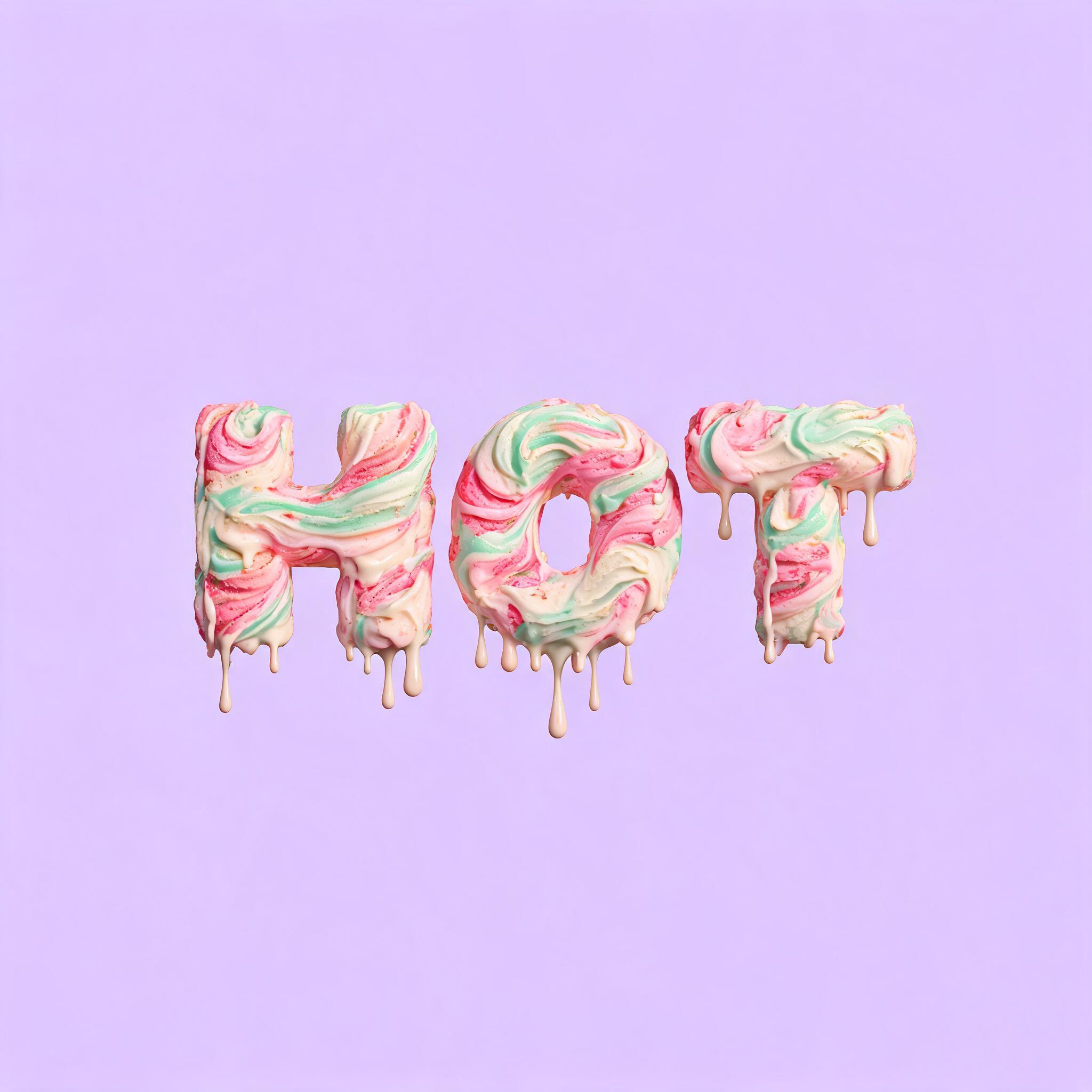 "HOT" — Drip Font Ice text effect