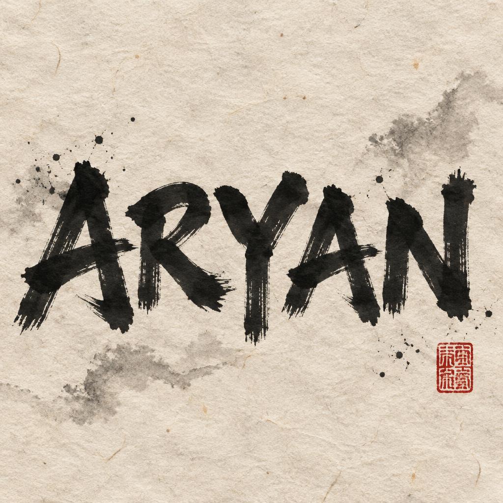 "ARYAN" — Brush Chinese Ink | AI Text Effect Generator