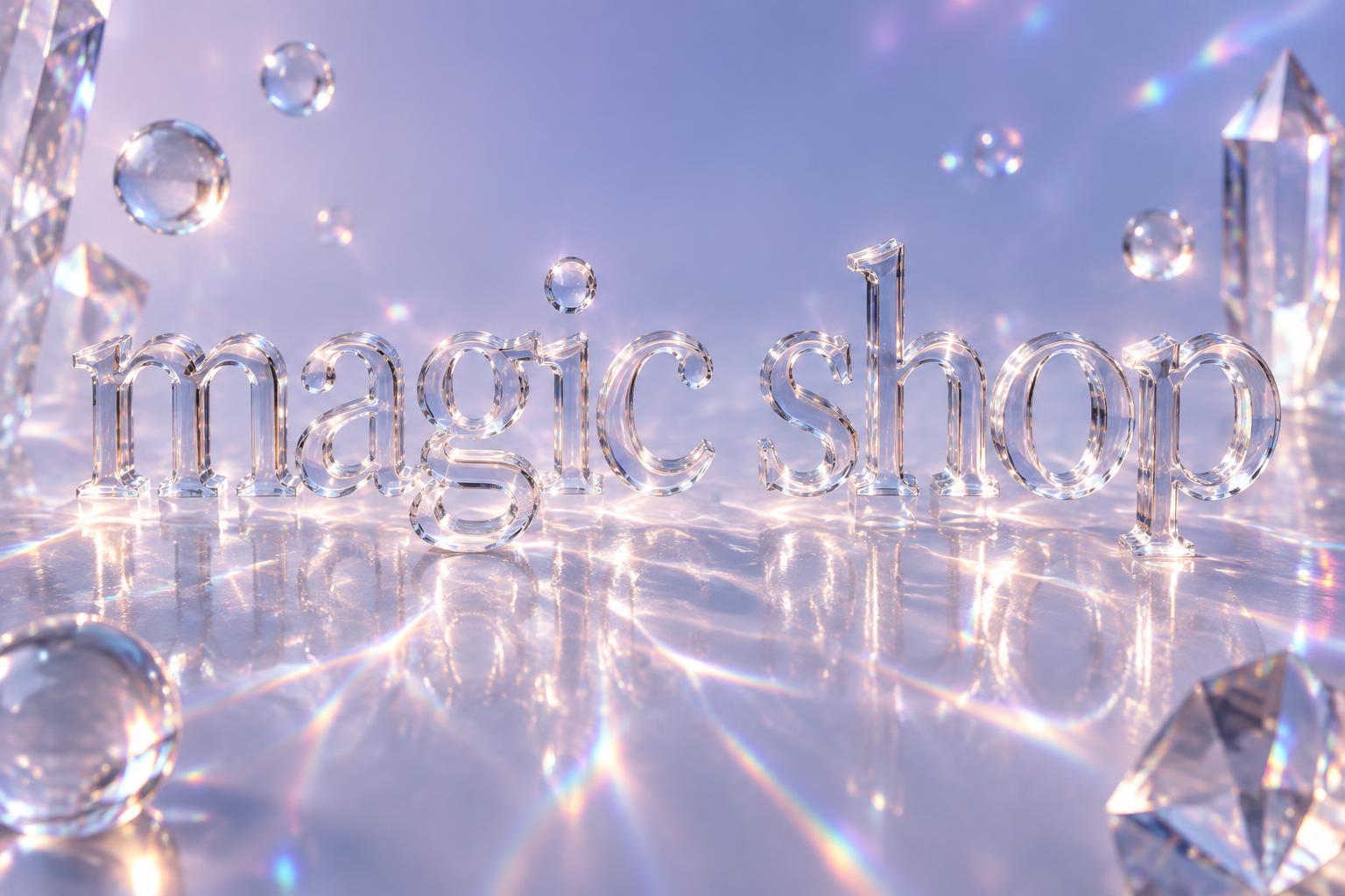 "magic shop" — Glass | AI Text Effect Generator