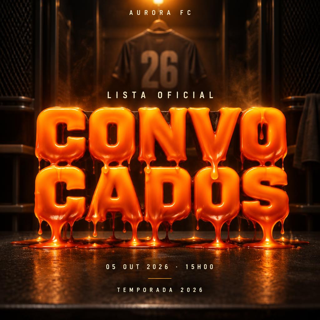 "CONVO
CADOS
AURORA FC
LISTA OFICIAL
05 OUT 2026 · 15H00
TEMPORADA 2026" — Drip Font Melting | AI Text Effect Generator