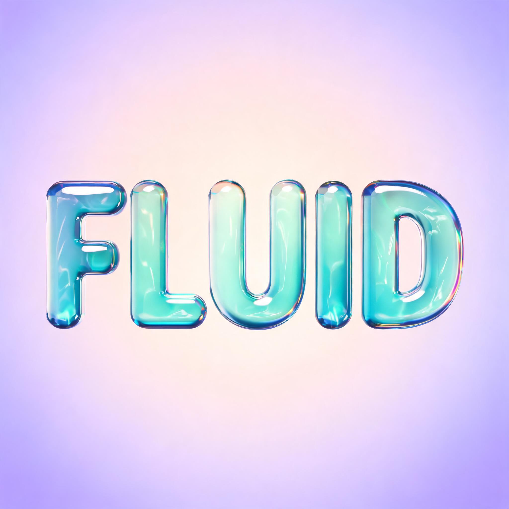 "FLUID" — Glass Liquid | AI Text Effect Generator