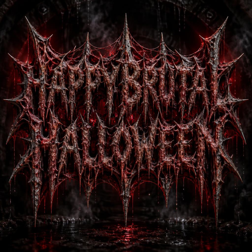 "HAPPYBRUTAL HALLOWEEN" — Gothic Dark text effect
