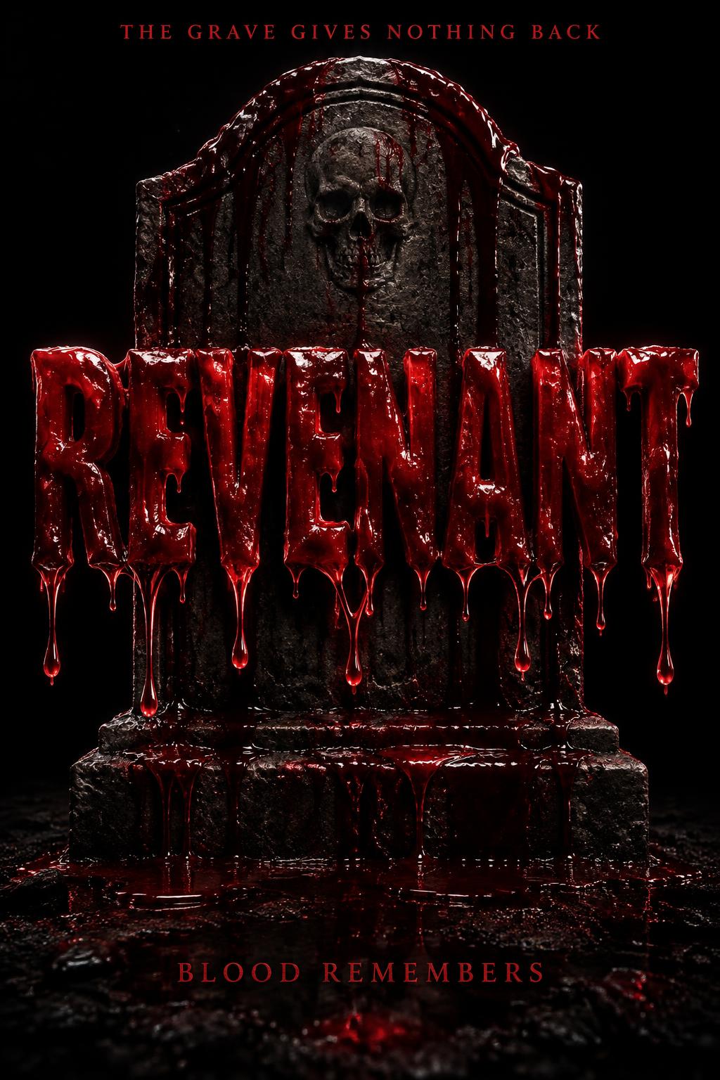 "REVENANT
THE GRAVE GIVES NOTHING BACK
BLOOD REMEMBERS" — Drip Font Blood | AI Text Effect Generator