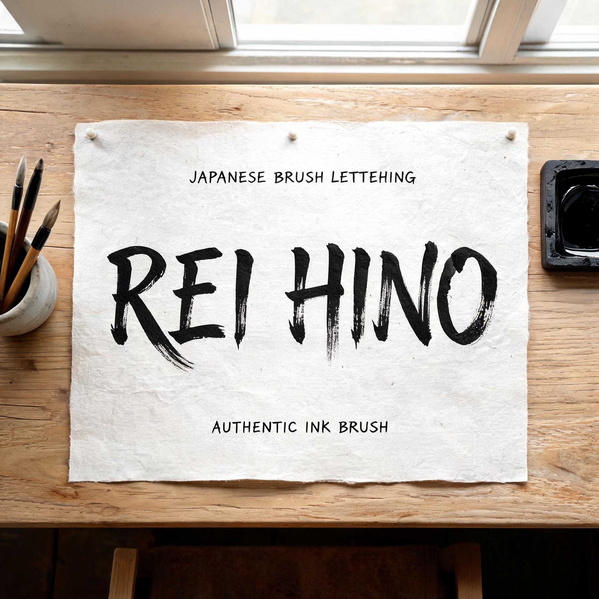 "REI HINO" — Brush Japanese Ink | AI Text Effect Generator