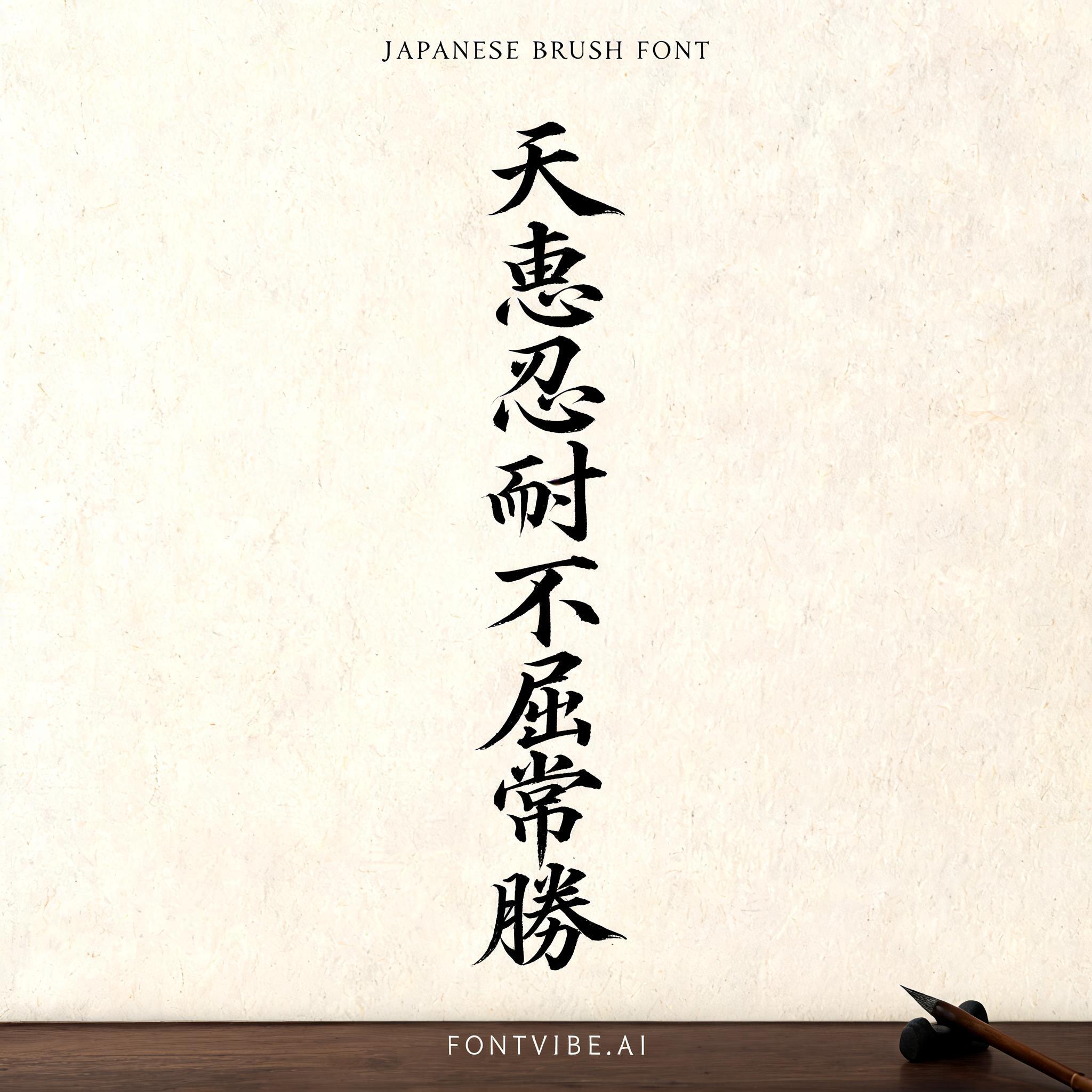 "天
恵
忍
耐
不
屈
常
勝" — Brush Japanese Ink | AI Text Effect Generator