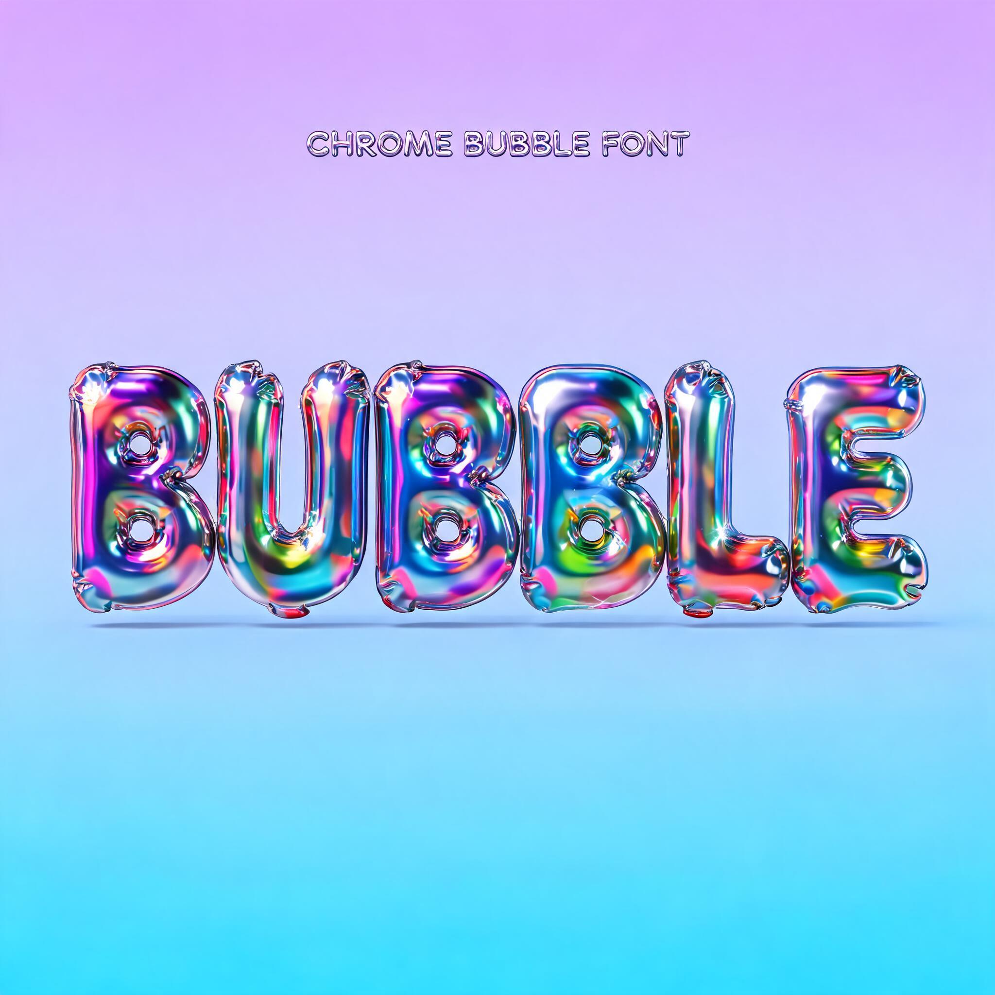"BUBBLE
CHROME BUBBLE FONT" — Y2k Chrome | AI Text Effect Generator