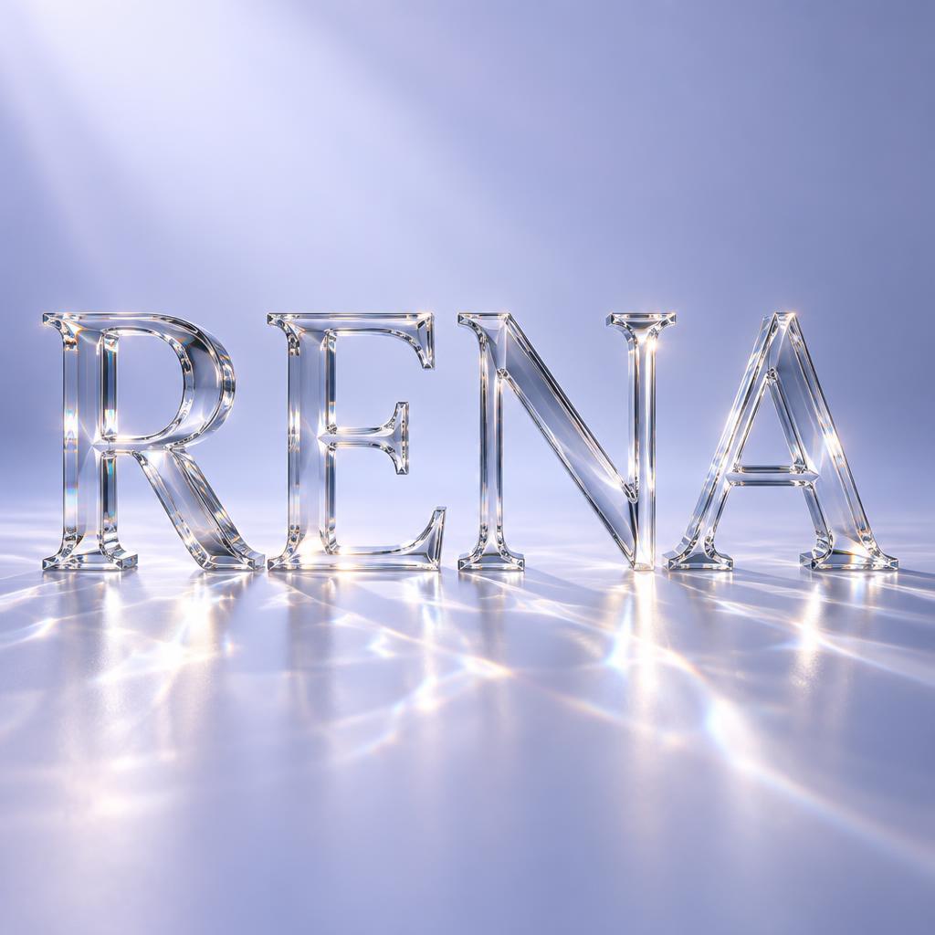 "RENA" — Glass | AI Text Effect Generator
