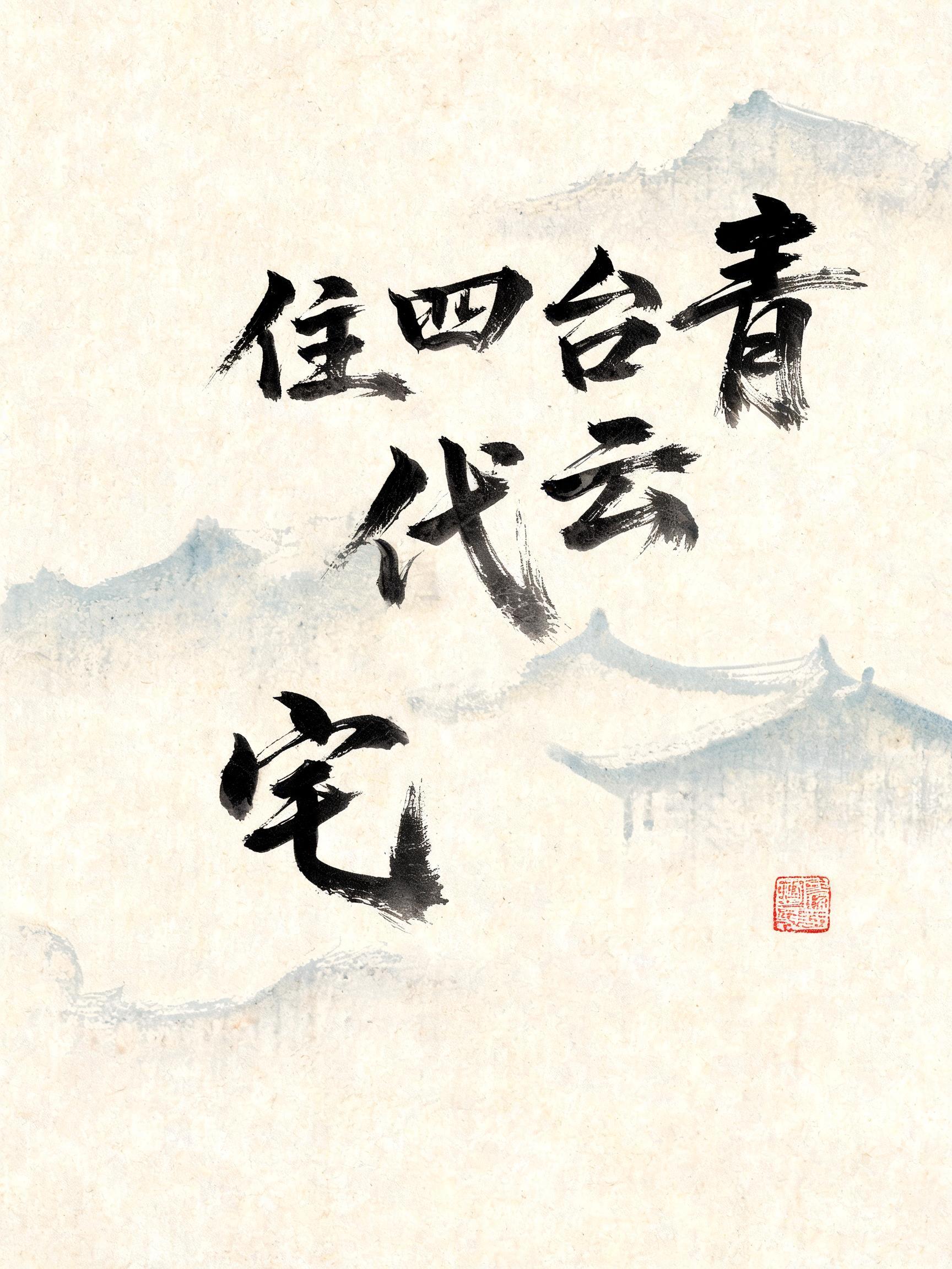 "青云台四代住宅" — Brush Chinese Ink | AI Text Effect Generator